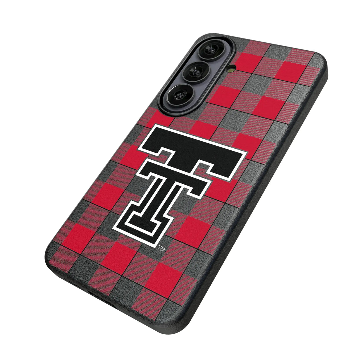 Texas Tech Red Raiders Plaid Galaxy MagSafe Compatible Phone Case for Samsung Galaxy - Isometric View#Device_Galaxy S26
