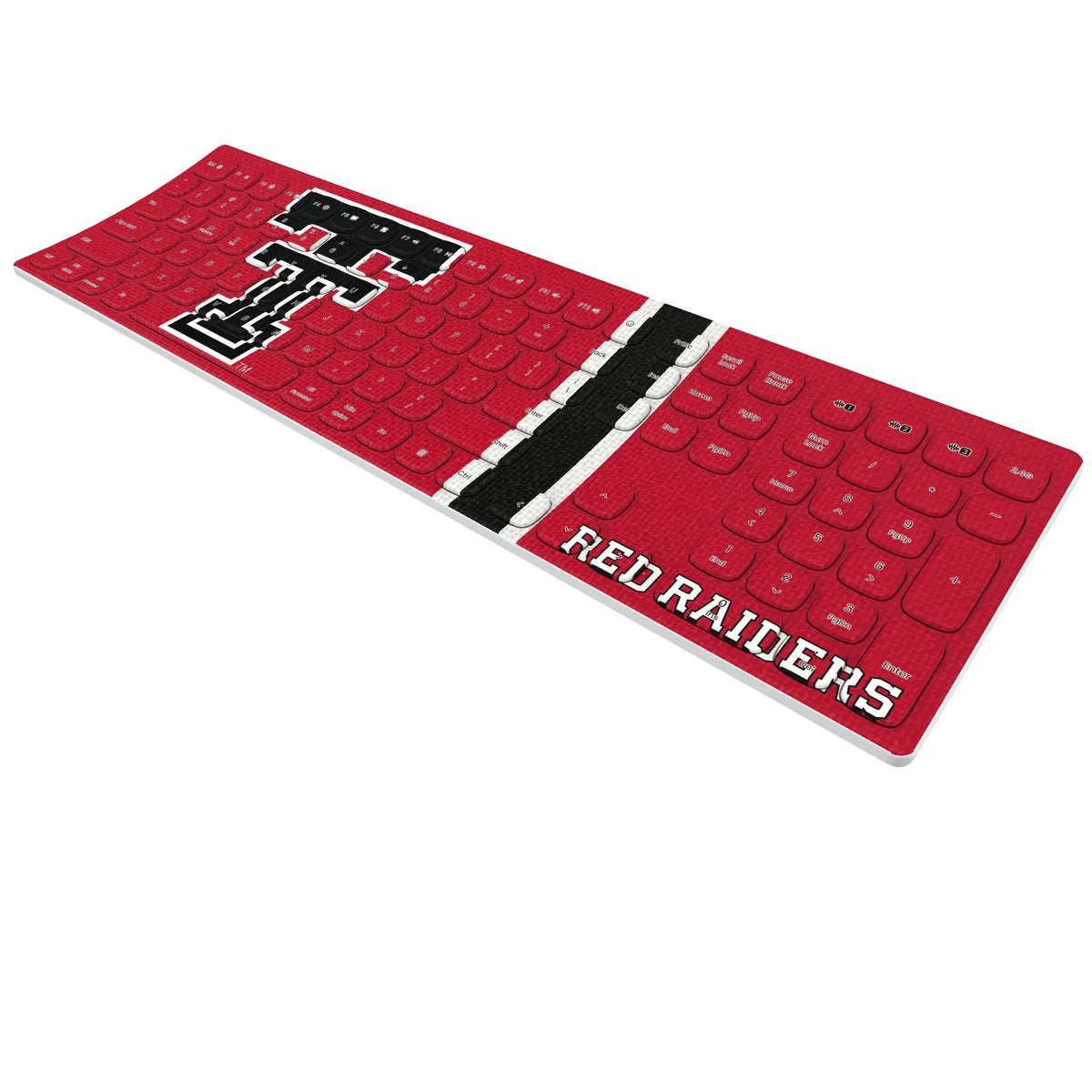 Texas Tech Red Raiders Stripe KKB605 Curved Wireless Keyboard - Isometric View
