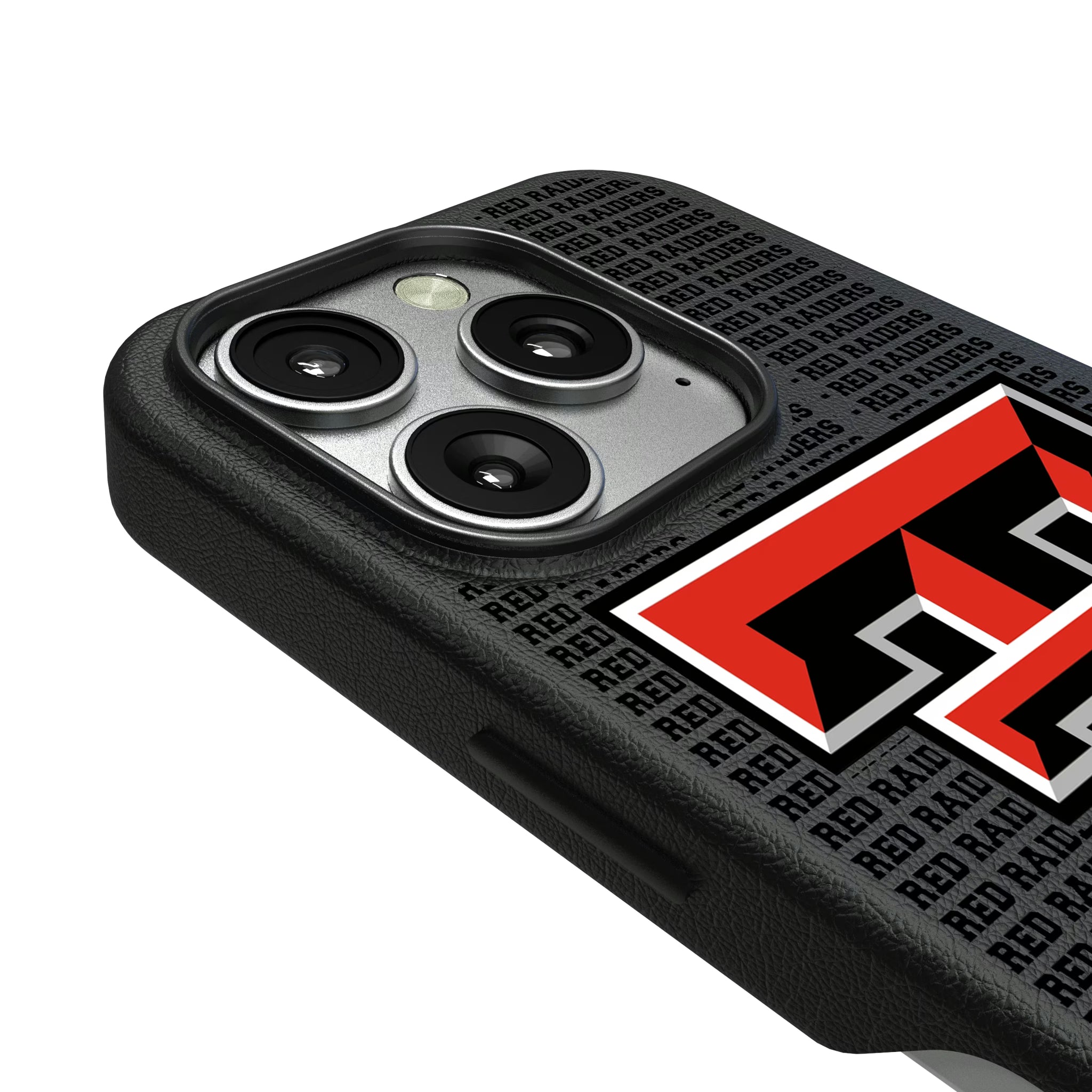 Texas Tech Red Raiders Text Backdrop iPhone MagSafe Compatible Phone Case for Apple iPhone - Detail