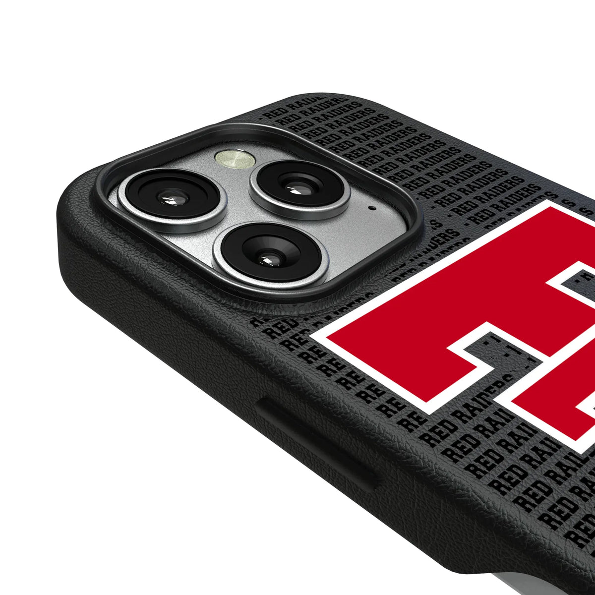 Texas Tech Red Raiders Text Backdrop iPhone MagSafe Compatible Phone Case for Apple iPhone - Detail#Device_iPhone 16 Pro