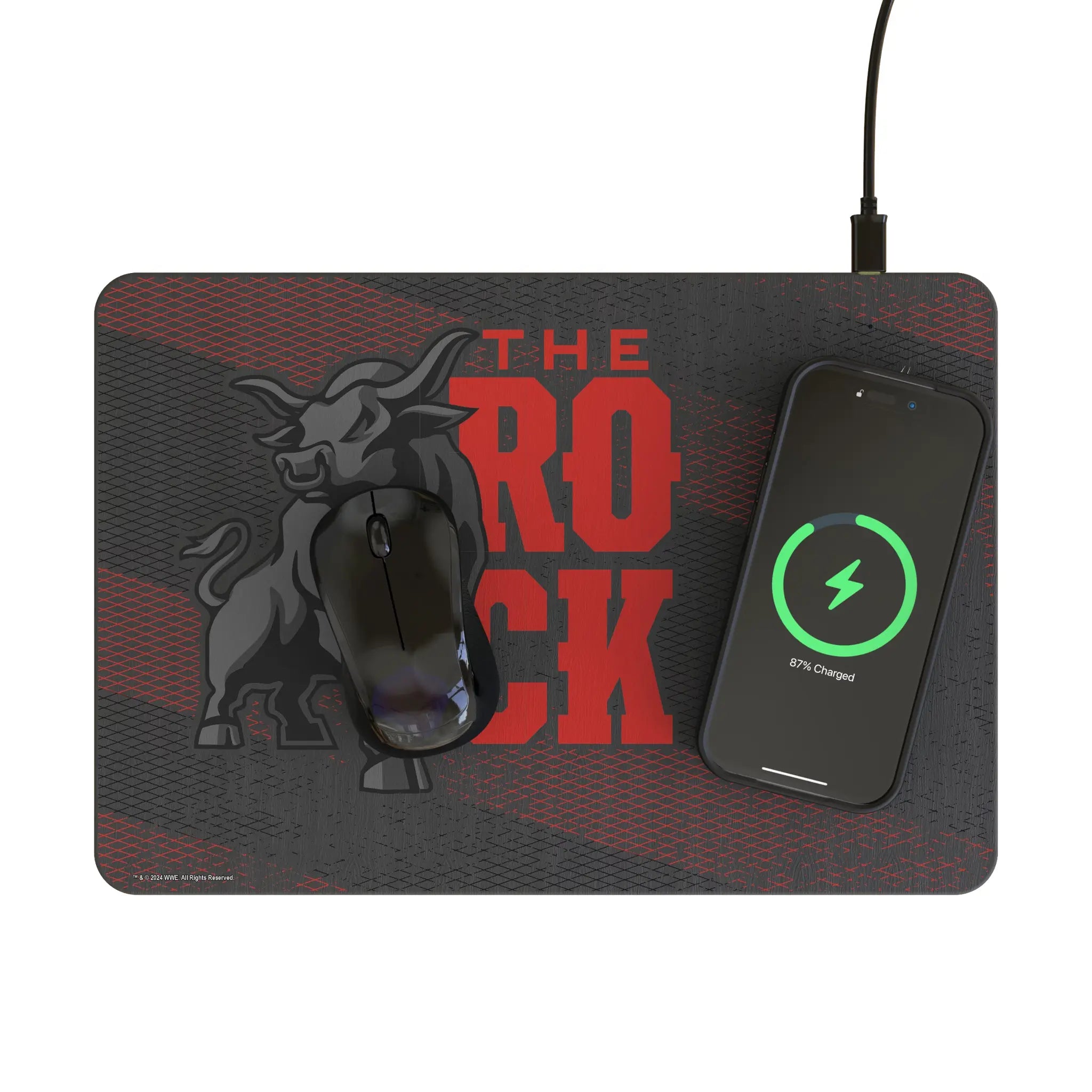 The Rock Steel 15-Watt Wireless Charger and Mouse Pad - Lifestyle