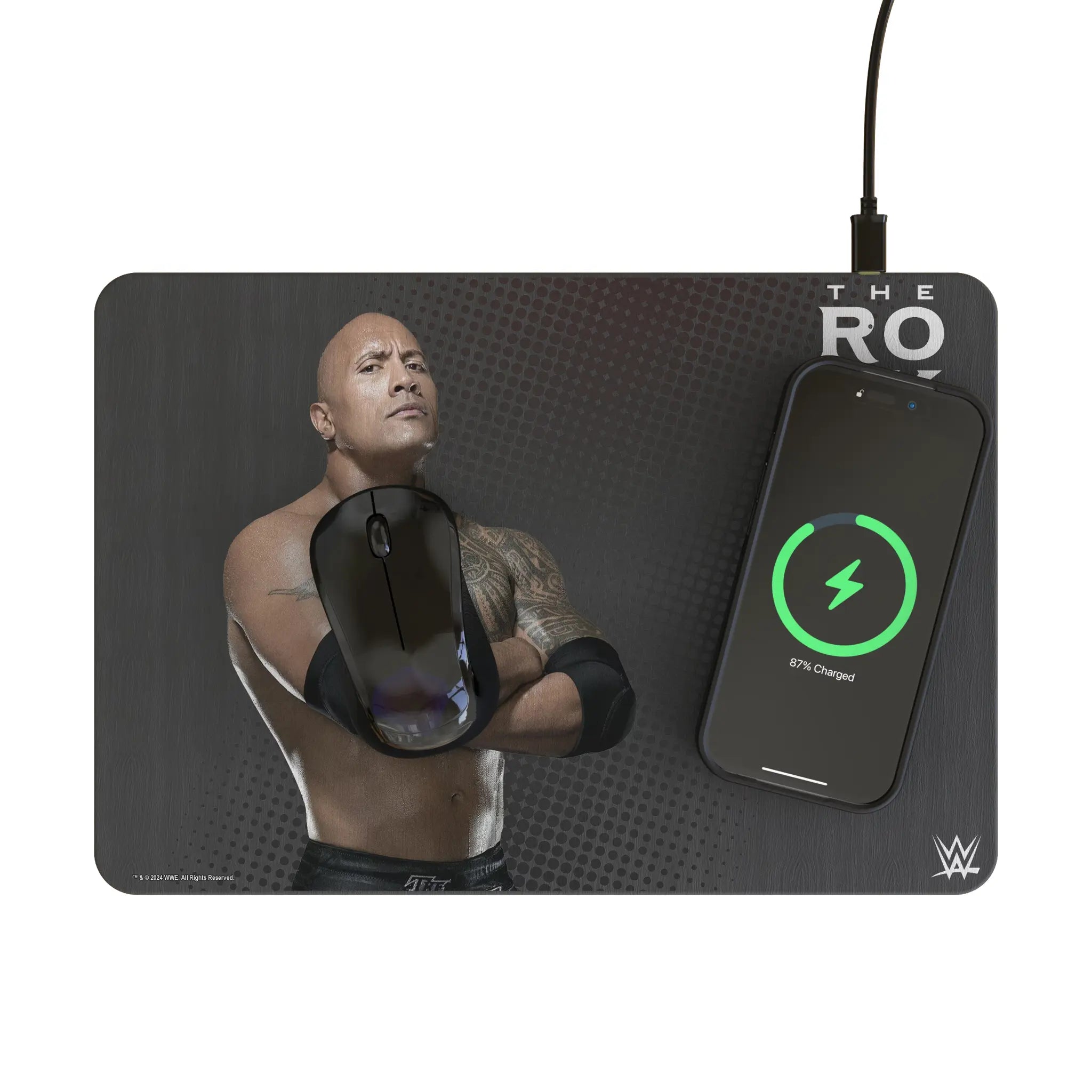The Rock Superstar 15-Watt Wireless Charger and Mouse Pad - Lifestyle
