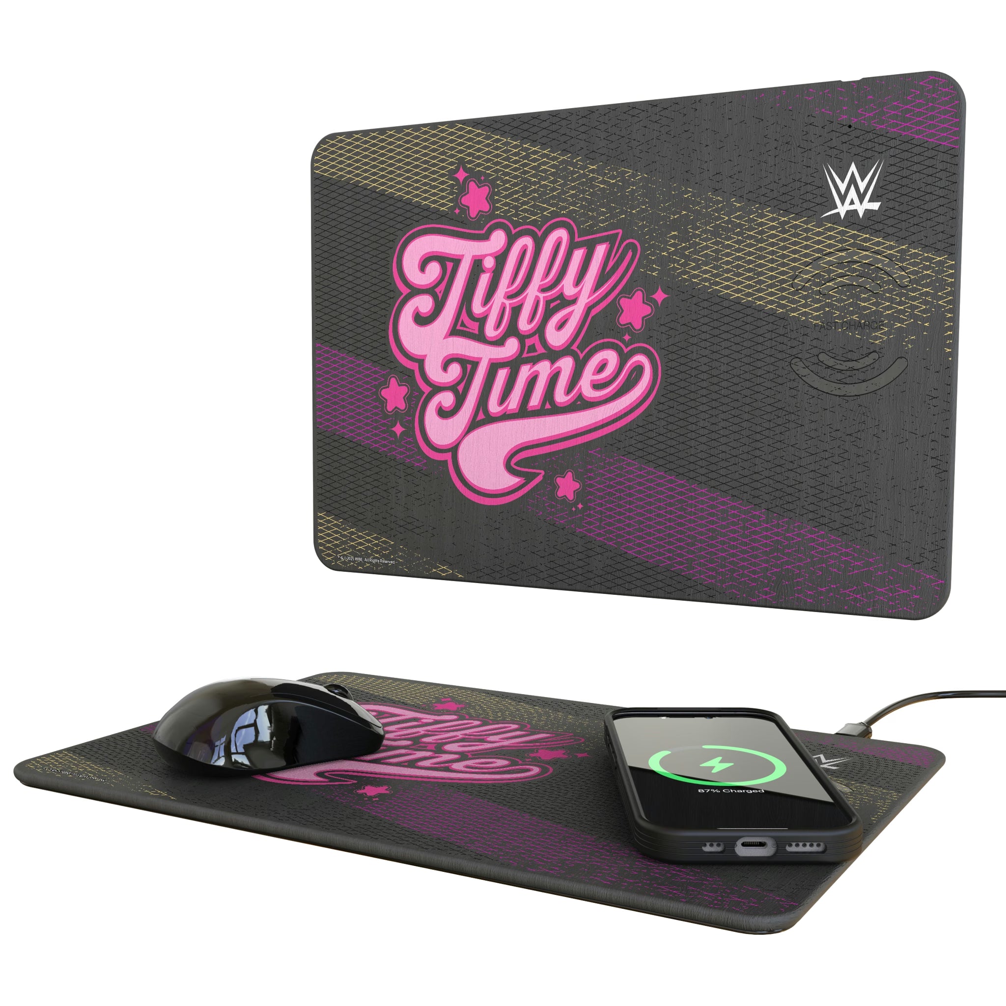 Tiffany Stratton Steel 15-Watt Wireless Charger and Mouse Pad
