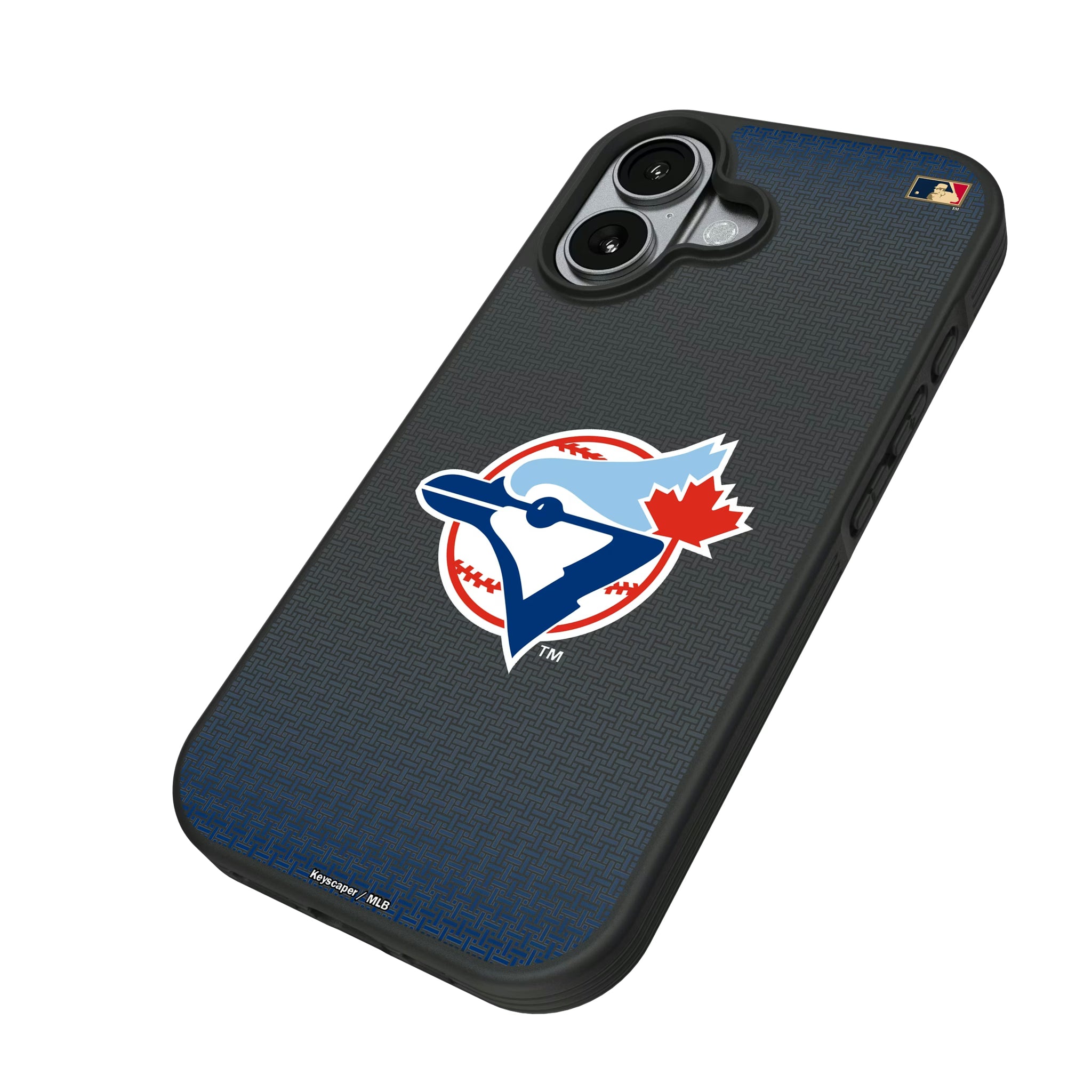 Toronto Blue Jays 1977-1988 - Cooperstown Collection Linen iPhone Bump Phone Case for Apple iPhone - Isometric View#Device_iPhone 17
