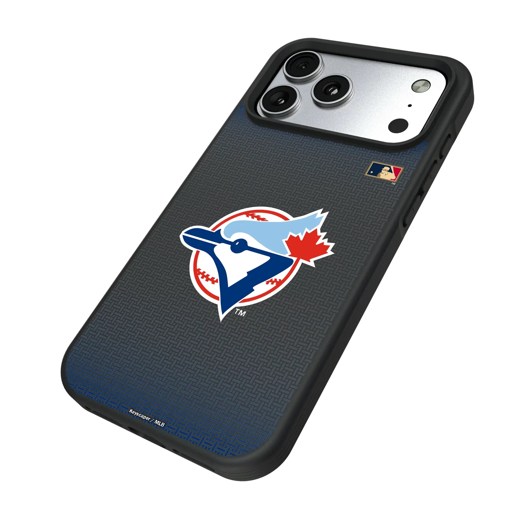Toronto Blue Jays 1977-1988 - Cooperstown Collection Linen iPhone Bump Phone Case for Apple iPhone - Isometric View#Device_iPhone 17 Pro Max