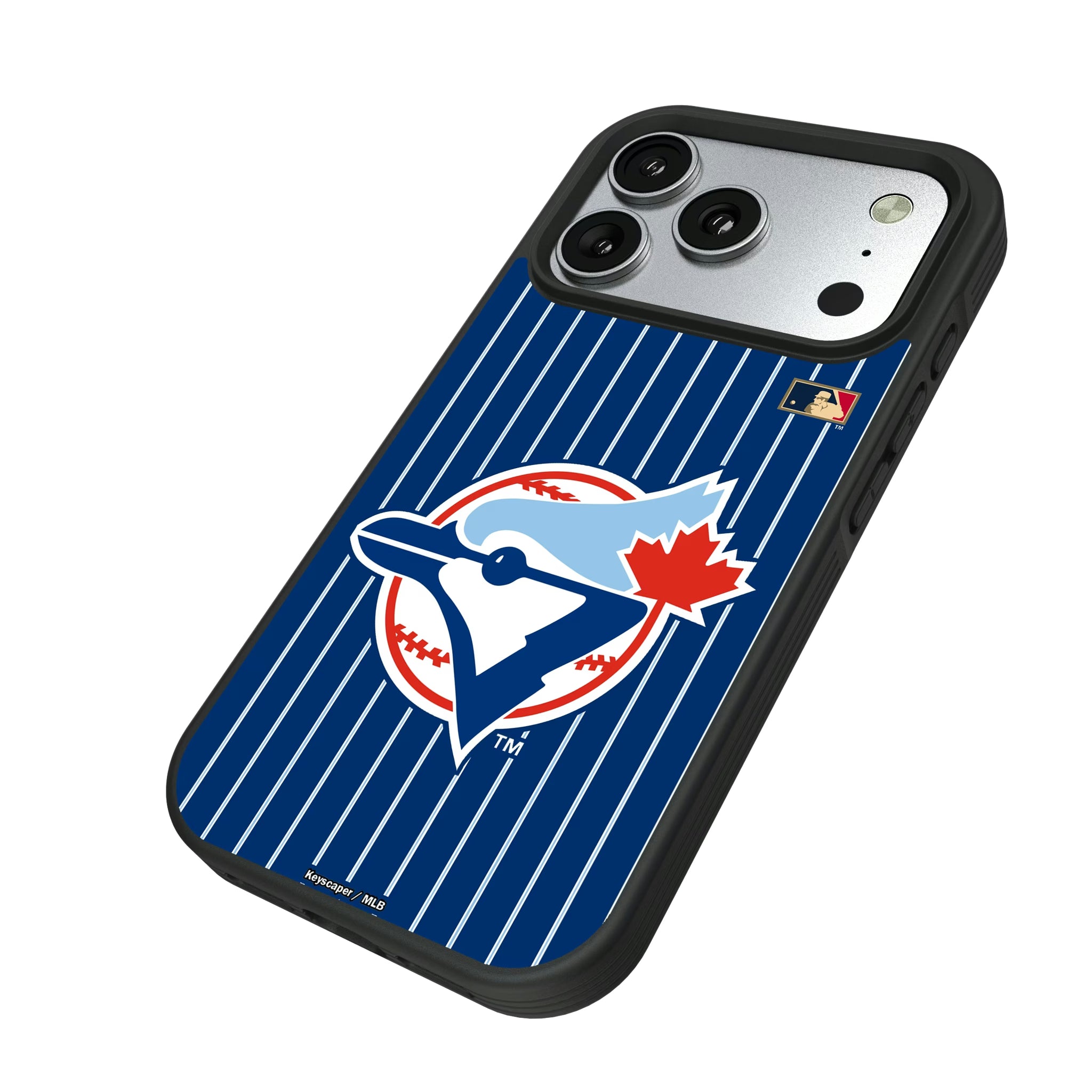 Toronto Blue Jays 1977-1988 - Cooperstown Collection Pinstripe iPhone Bump Phone Case for Apple iPhone - Isometric View#Device_iPhone 17 Pro