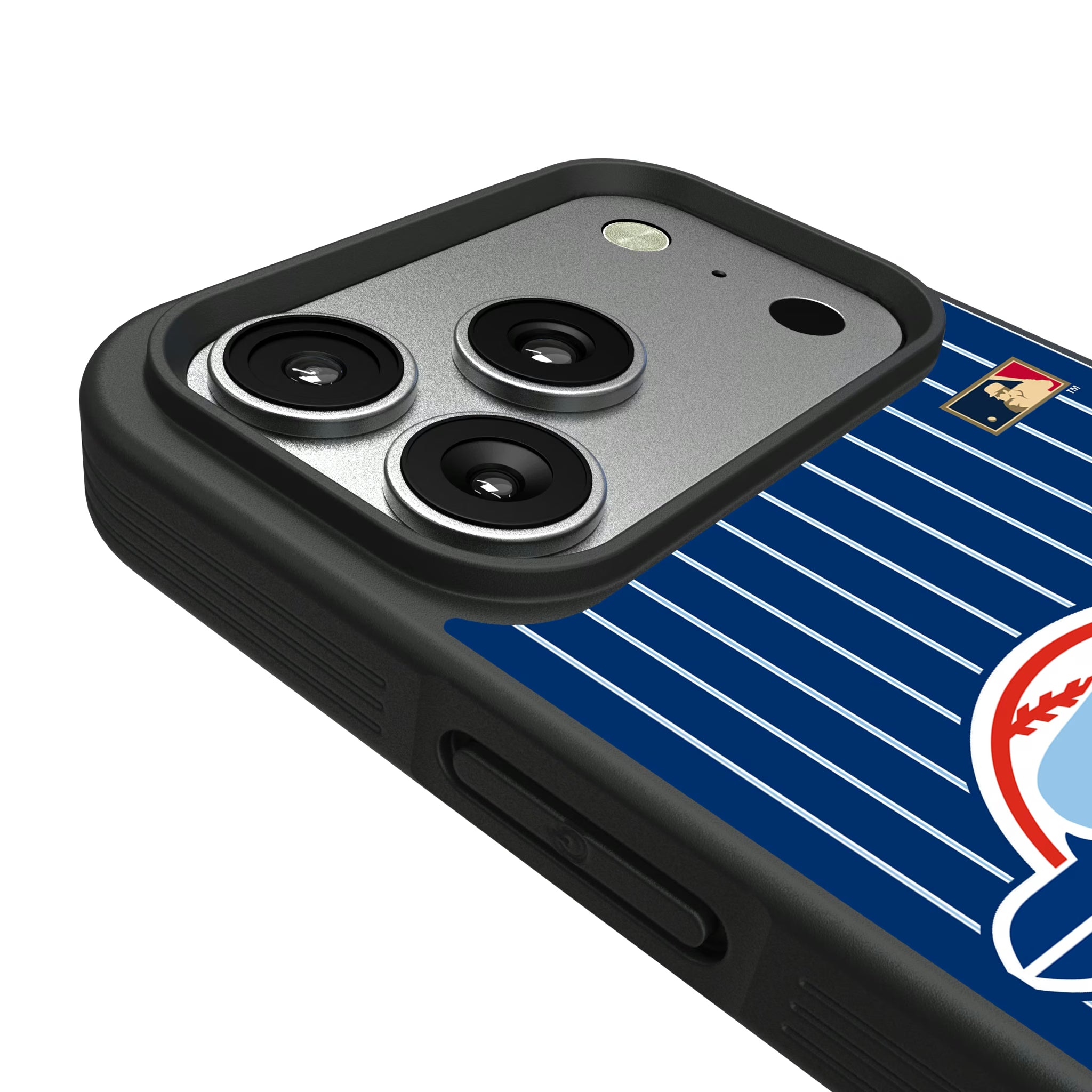 Toronto Blue Jays 1977-1988 - Cooperstown Collection Pinstripe iPhone Bump Phone Case for Apple iPhone - Detail#Device_iPhone 17 Pro