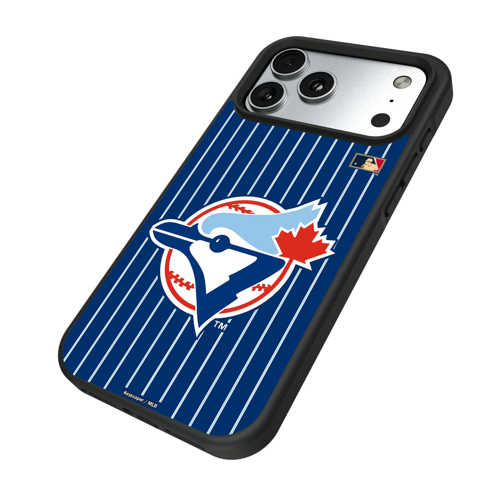 Toronto Blue Jays 1977-1988 - Cooperstown Collection Pinstripe iPhone Bump Phone Case for Apple iPhone - Isometric View#Device_iPhone 17 Pro Max
