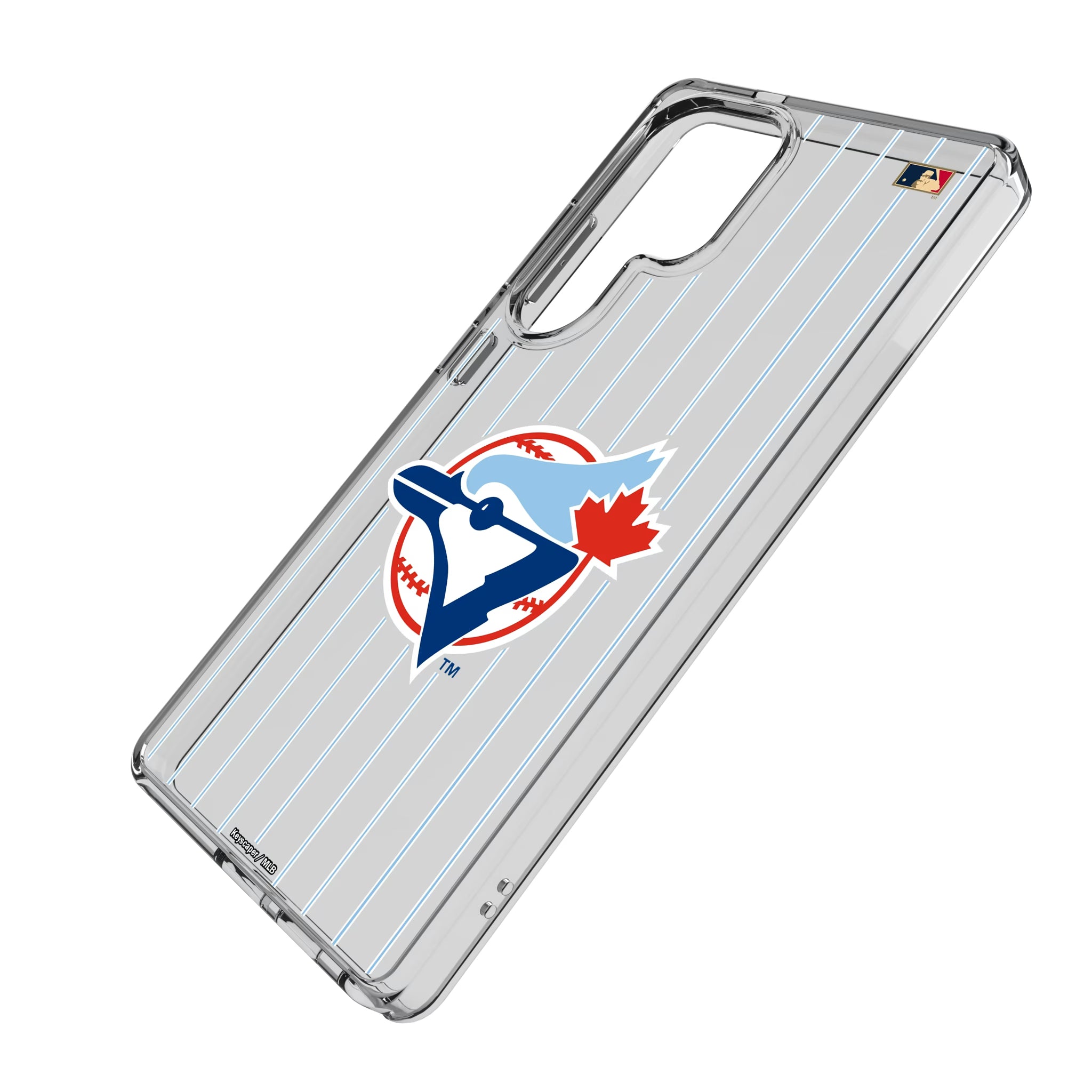 Toronto Blue Jays 1977-1988 - Cooperstown Collection Pinstripe Galaxy Clear Phone Case for Samsung Galaxy - Isometric View