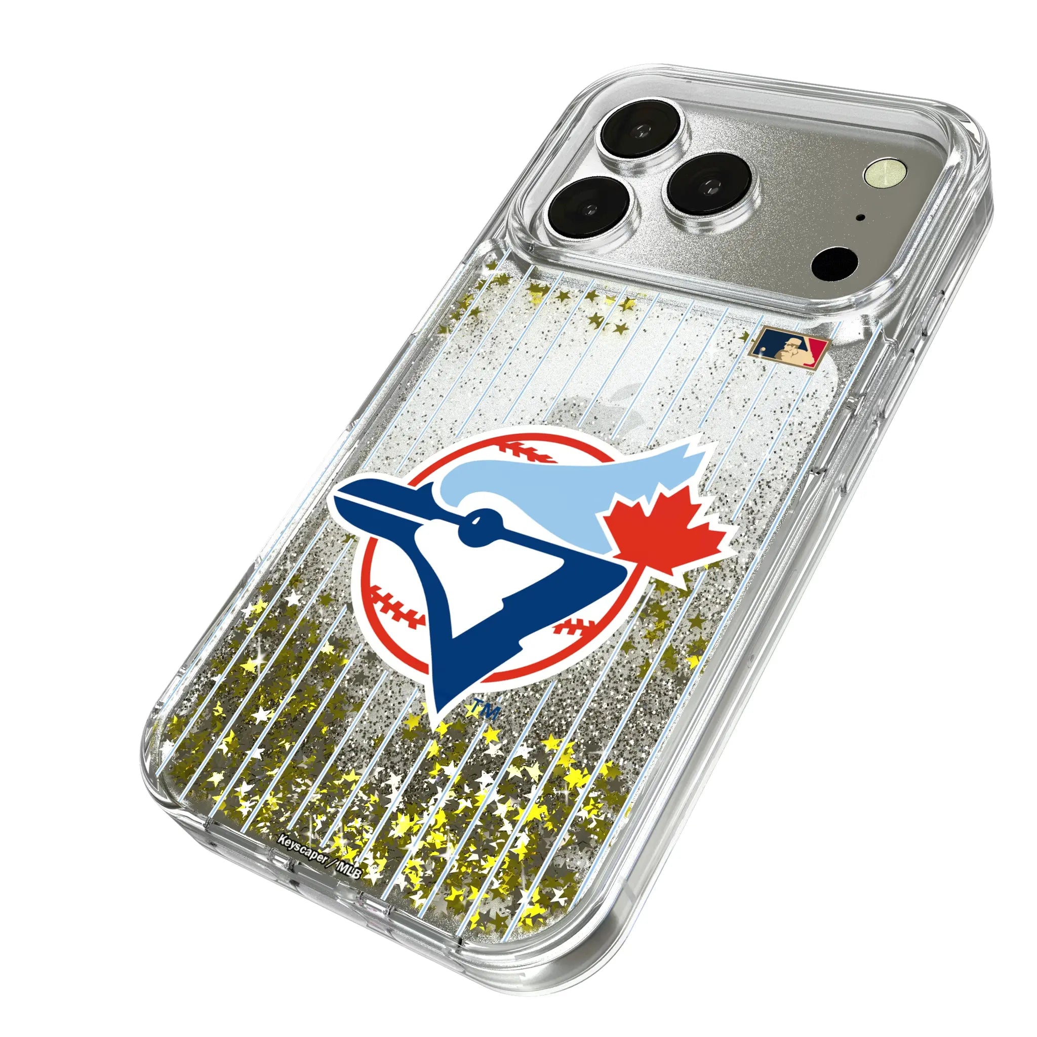 Toronto Blue Jays 1977-1988 - Cooperstown Collection Pinstripe iPhone Glitter Phone Case for Apple iPhone - Isometric View