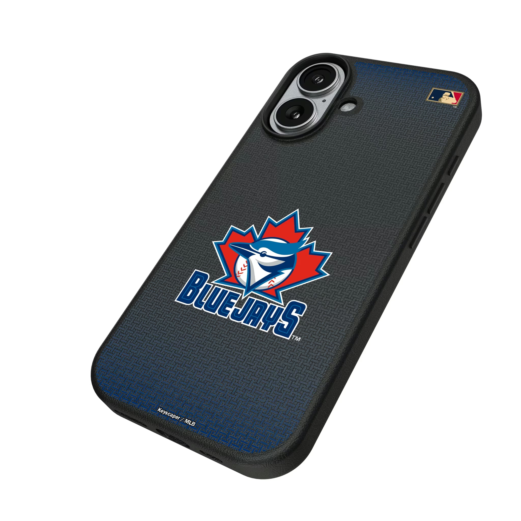 Toronto Blue Jays 1997-2002 - Cooperstown Collection Linen iPhone MagSafe Compatible Phone Case for Apple iPhone - Isometric View#Device_iPhone 17