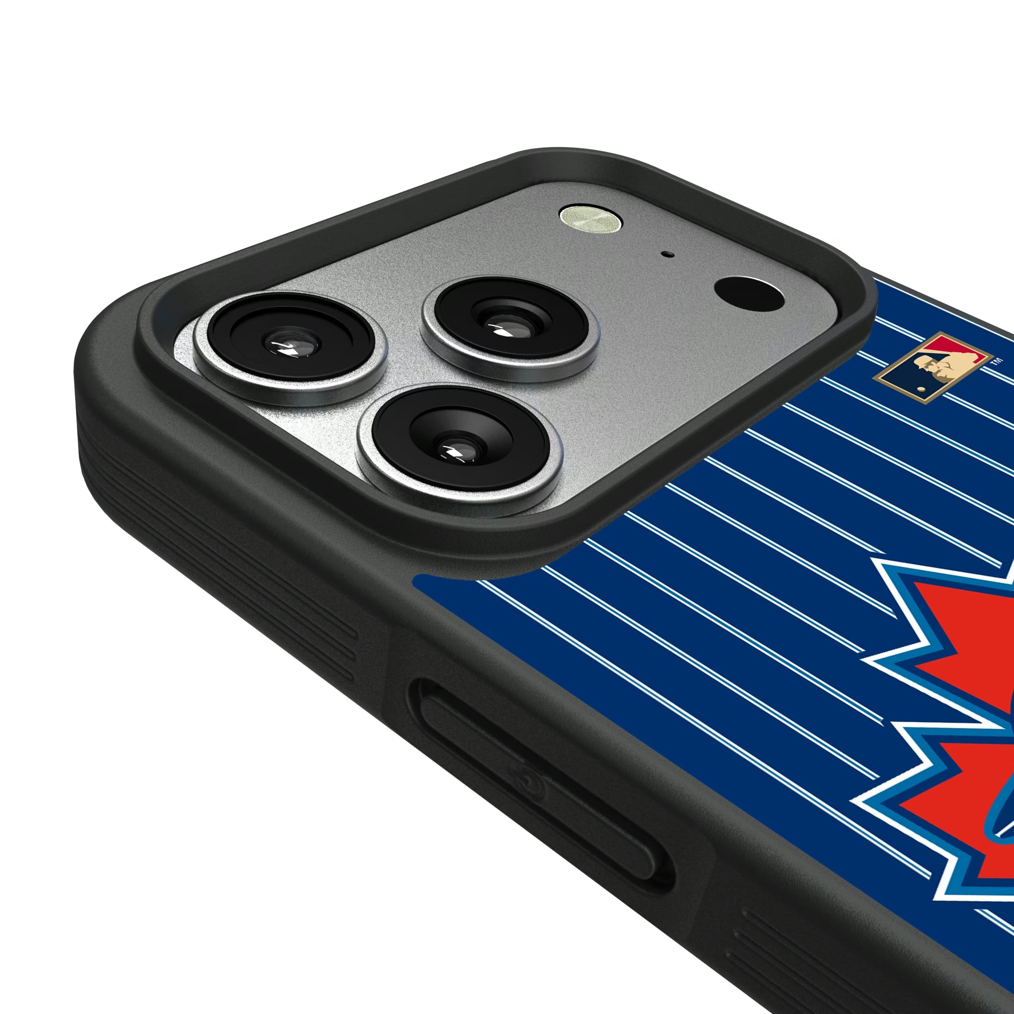 Toronto Blue Jays 1997-2002 - Cooperstown Collection Pinstripe iPhone Bump Phone Case for Apple iPhone - Detail#Device_iPhone 17 Pro
