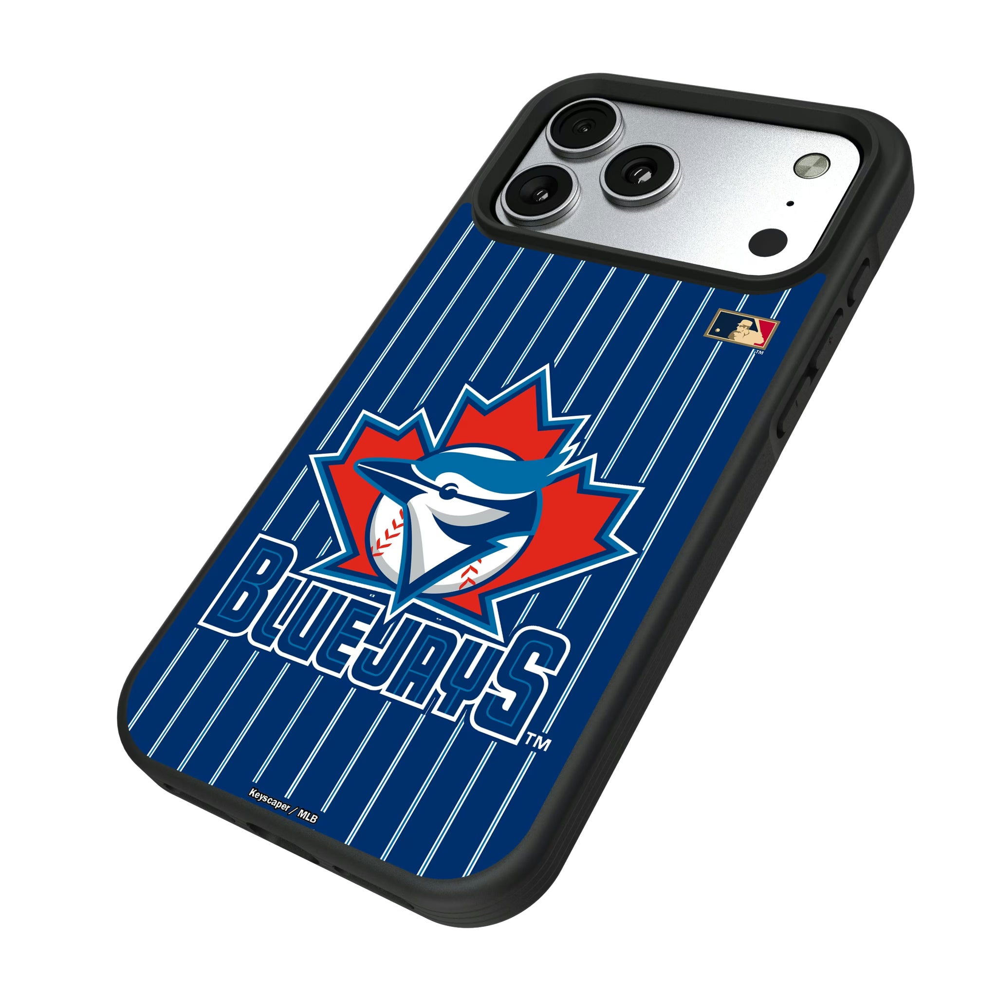 Toronto Blue Jays 1997-2002 - Cooperstown Collection Pinstripe iPhone Bump Phone Case for Apple iPhone - Isometric View#Device_iPhone 17 Pro Max