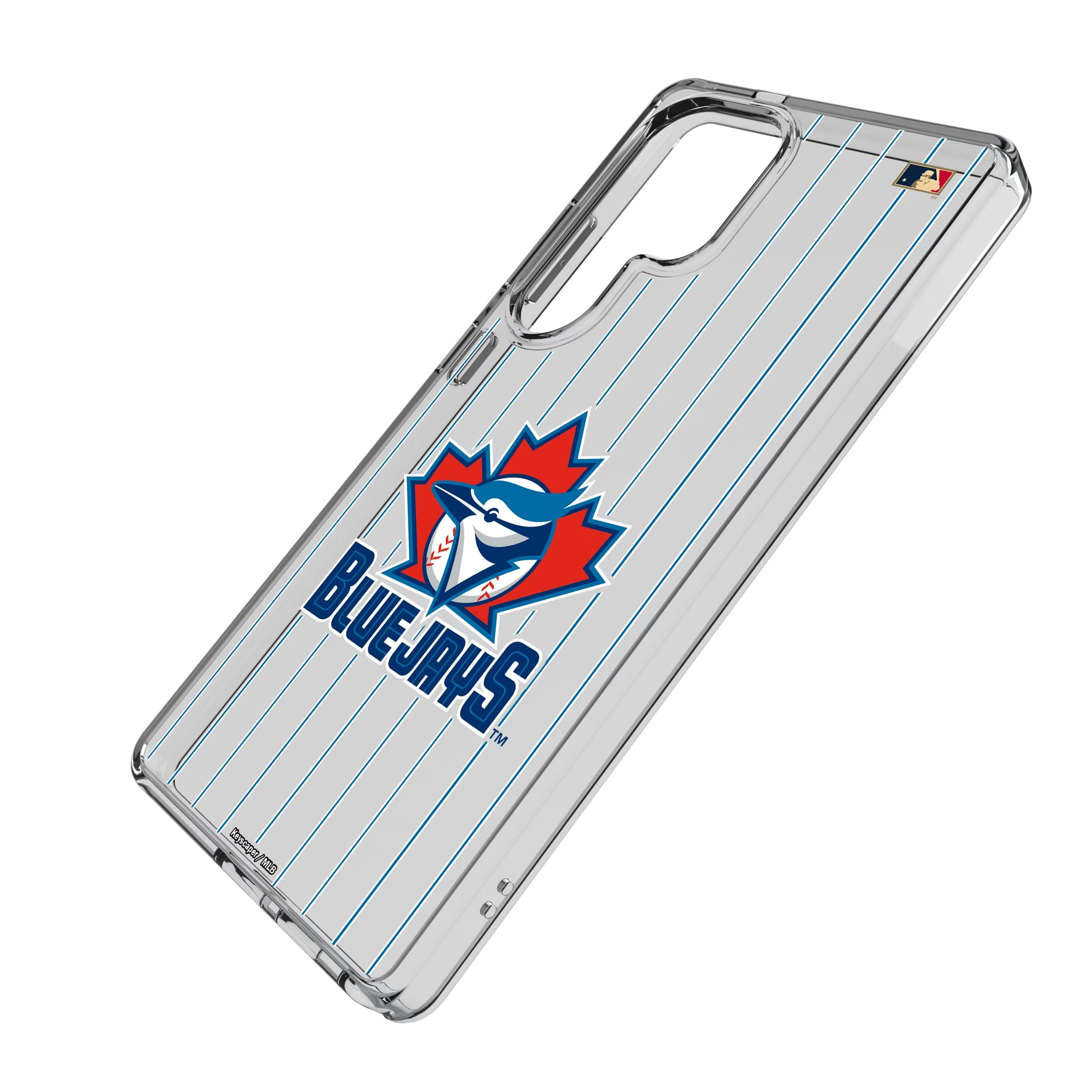 Toronto Blue Jays 1997-2002 - Cooperstown Collection Pinstripe Galaxy Clear Phone Case for Samsung Galaxy - Isometric View