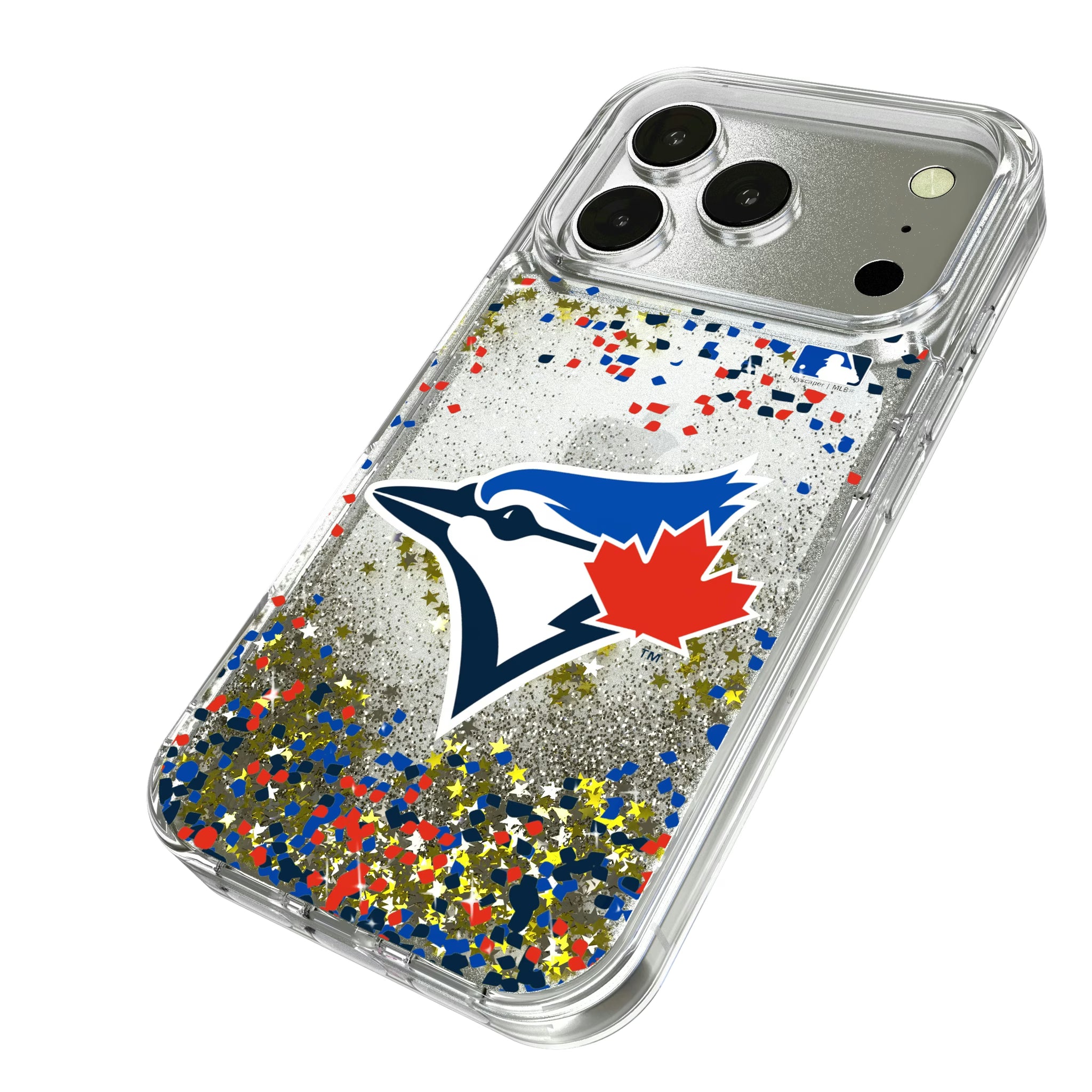 Toronto Blue Jays Confetti iPhone Glitter Phone Case for Apple iPhone - Isometric View