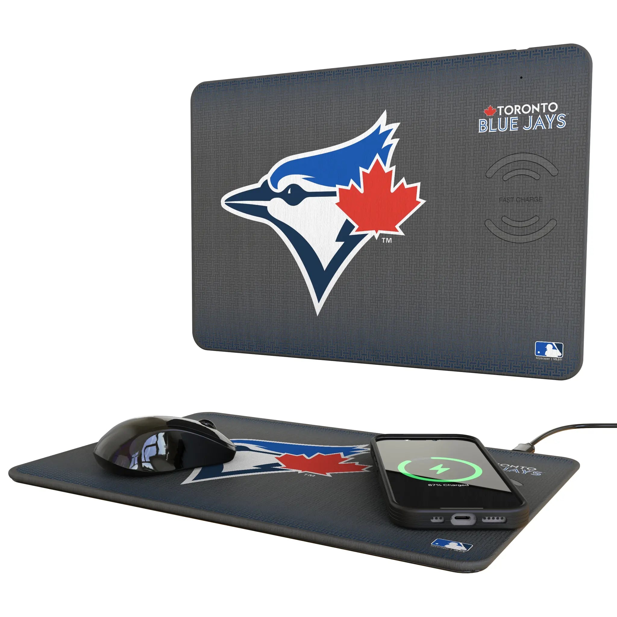 Toronto Blue Jays Linen 15-Watt Wireless Charger and Mouse Pad