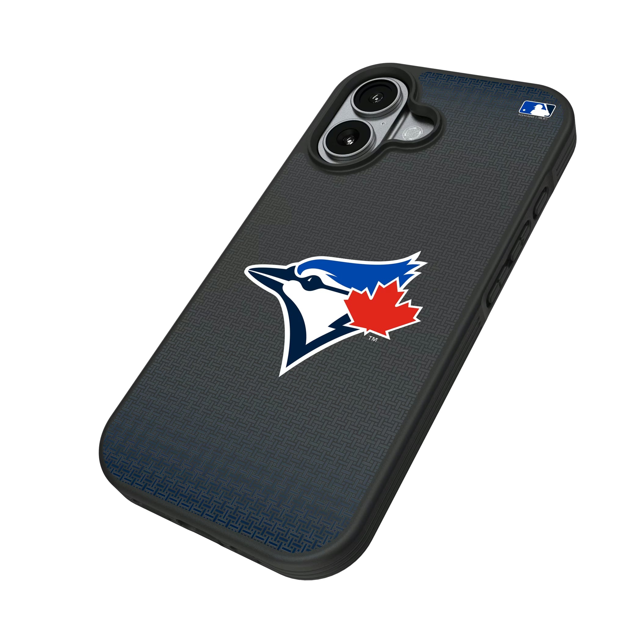 Toronto Blue Jays Linen iPhone Bump Phone Case for Apple iPhone - Isometric View#Device_iPhone 17