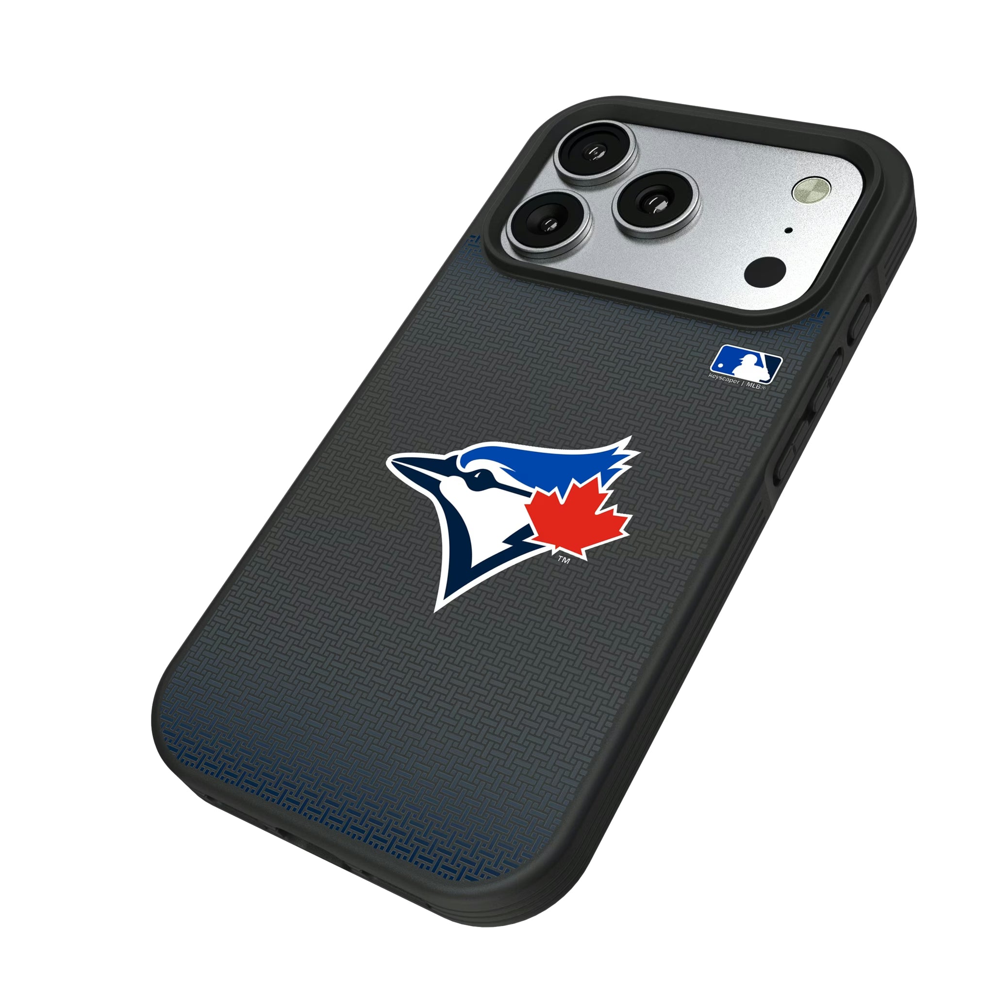 Toronto Blue Jays Linen iPhone Bump Phone Case for Apple iPhone - Isometric View#Device_iPhone 17 Pro