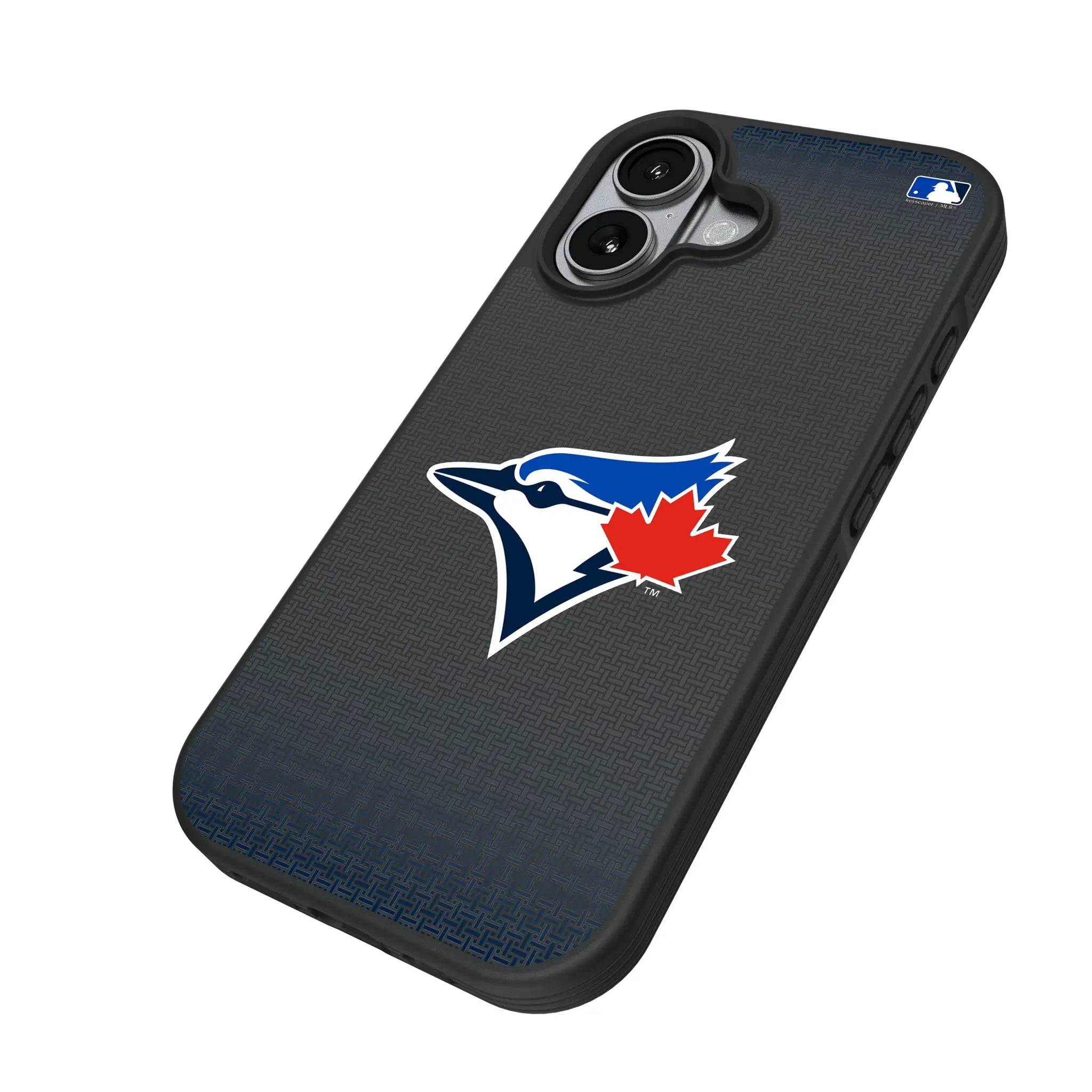 Toronto Blue Jays Linen iPhone Bump Phone Case for Apple iPhone - Isometric View#Device_iPhone 17