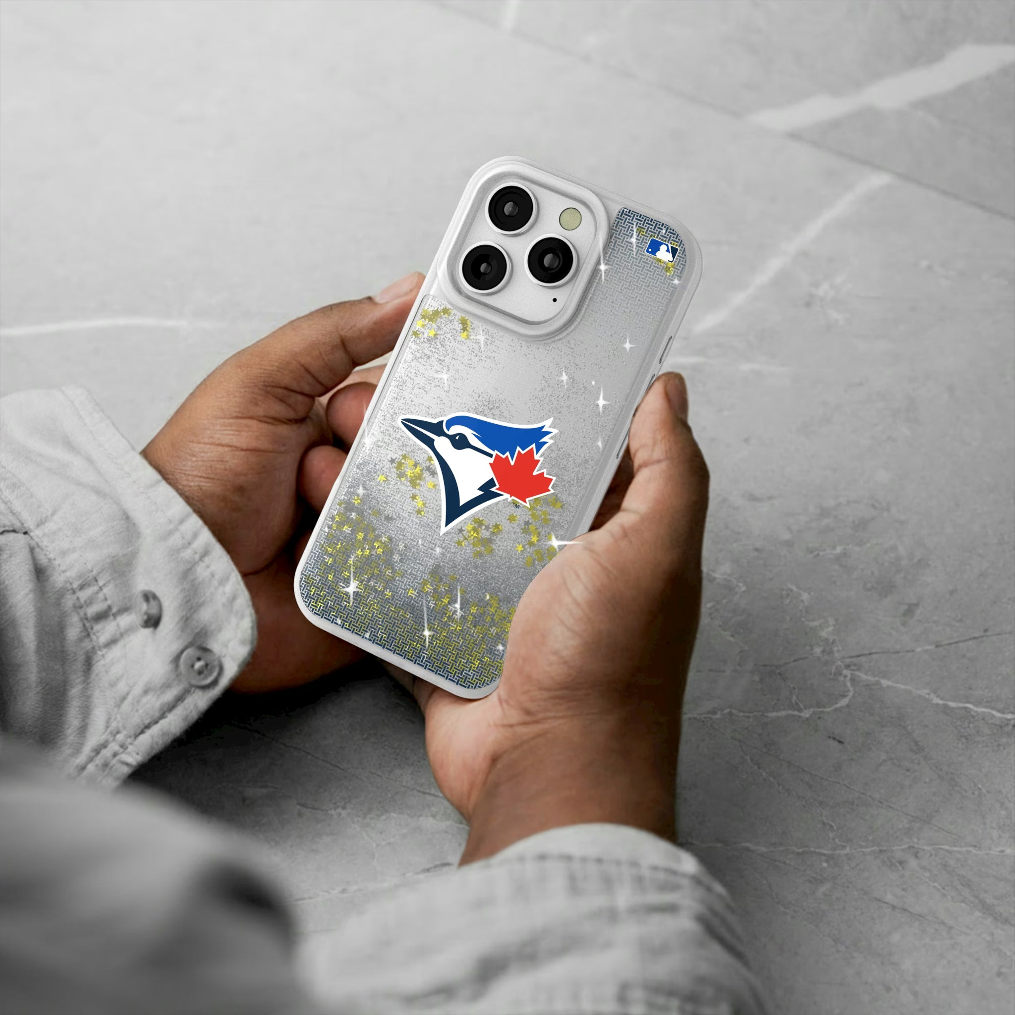 Toronto Blue Jays Linen iPhone Glitter Phone Case for Apple iPhone - Lifestyle#Device_iPhone 16 Pro