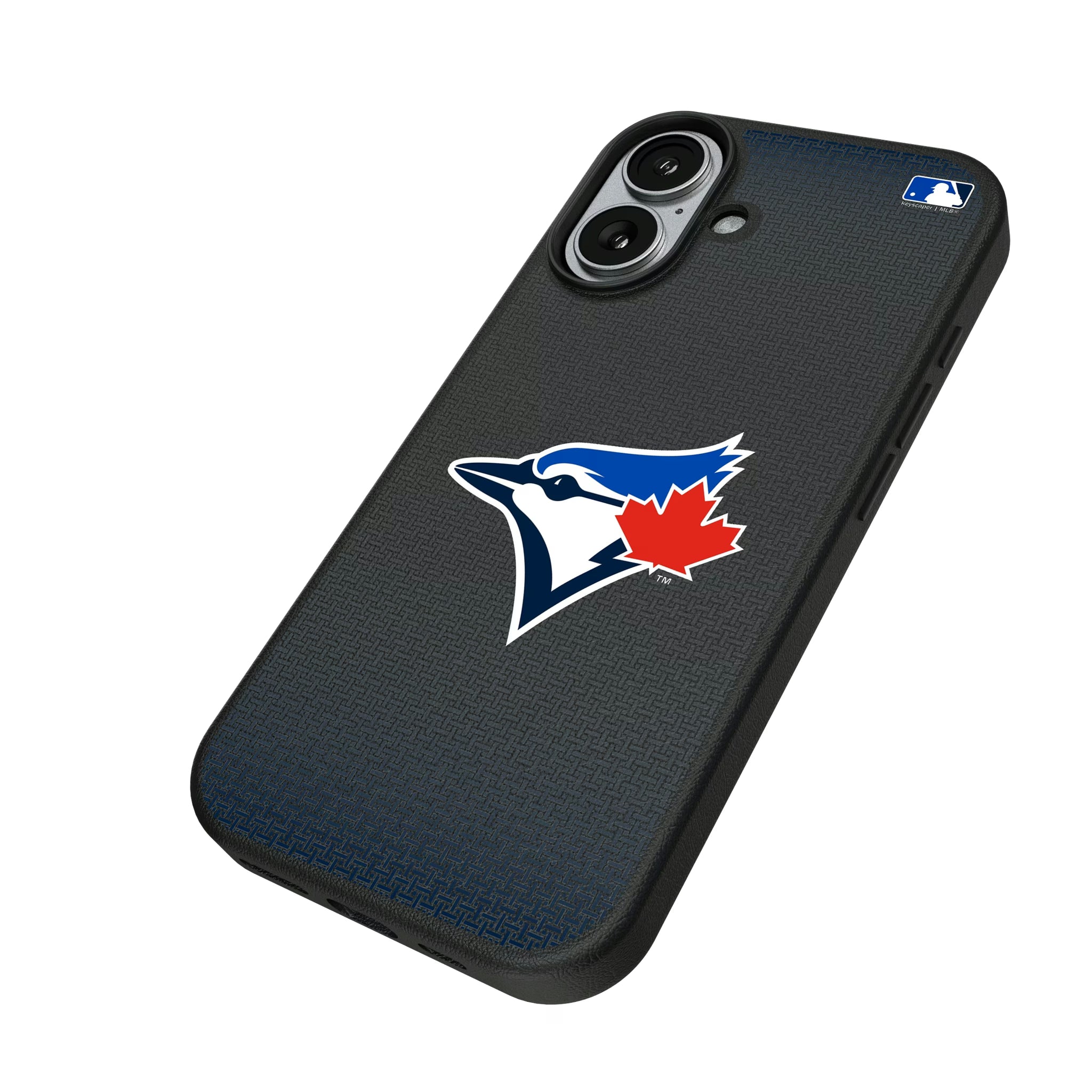 Toronto Blue Jays Linen iPhone MagSafe Compatible Phone Case for Apple iPhone - Isometric View#Device_iPhone 17