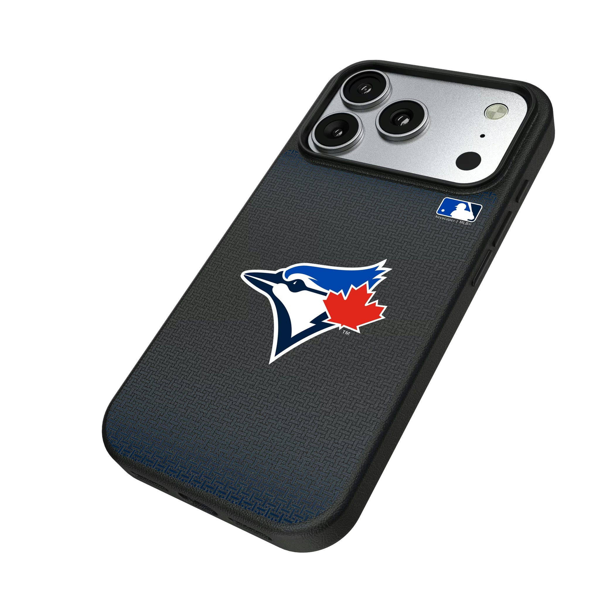 Toronto Blue Jays Linen iPhone MagSafe Compatible Phone Case for Apple iPhone - Isometric View#Device_iPhone 17 Pro