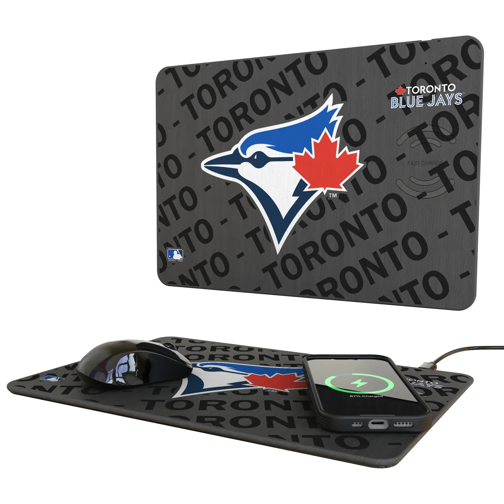 Toronto Blue Jays Monocolor Tilt 15-Watt Wireless Charger and Mouse Pad