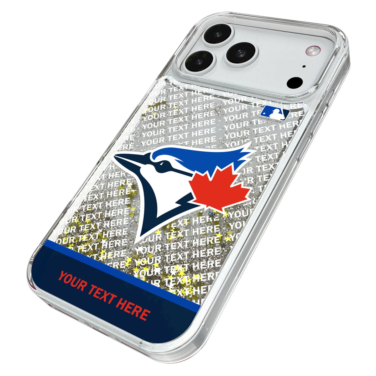 Toronto Blue Jays Personalized EndZone Plus iPhone Glitter Phone Case for Apple iPhone - Isometric View#Device_iPhone 18 Pro Max