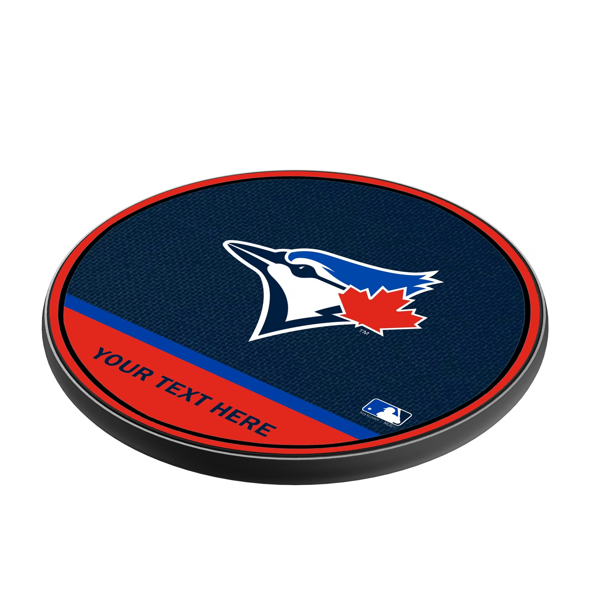 Toronto Blue Jays Personalized Endzone Solid 15-Watt Wireless Charger - Isometric View