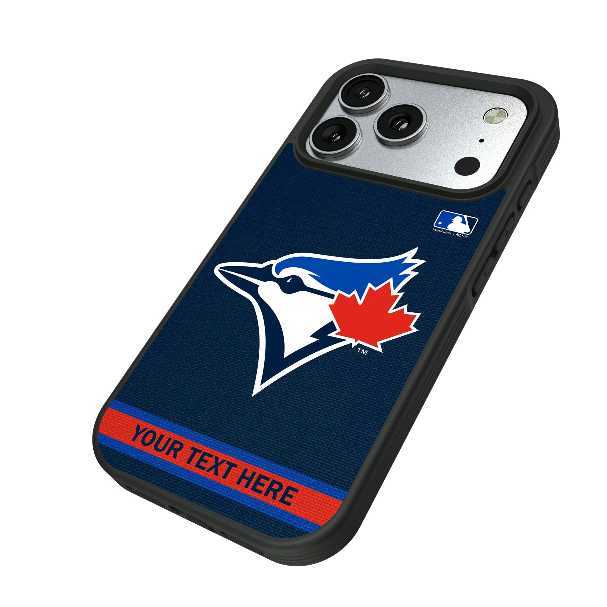 Toronto Blue Jays Personalized Stripe iPhone Bump Phone Case for Apple iPhone - Isometric View#Device_iPhone 17 Pro