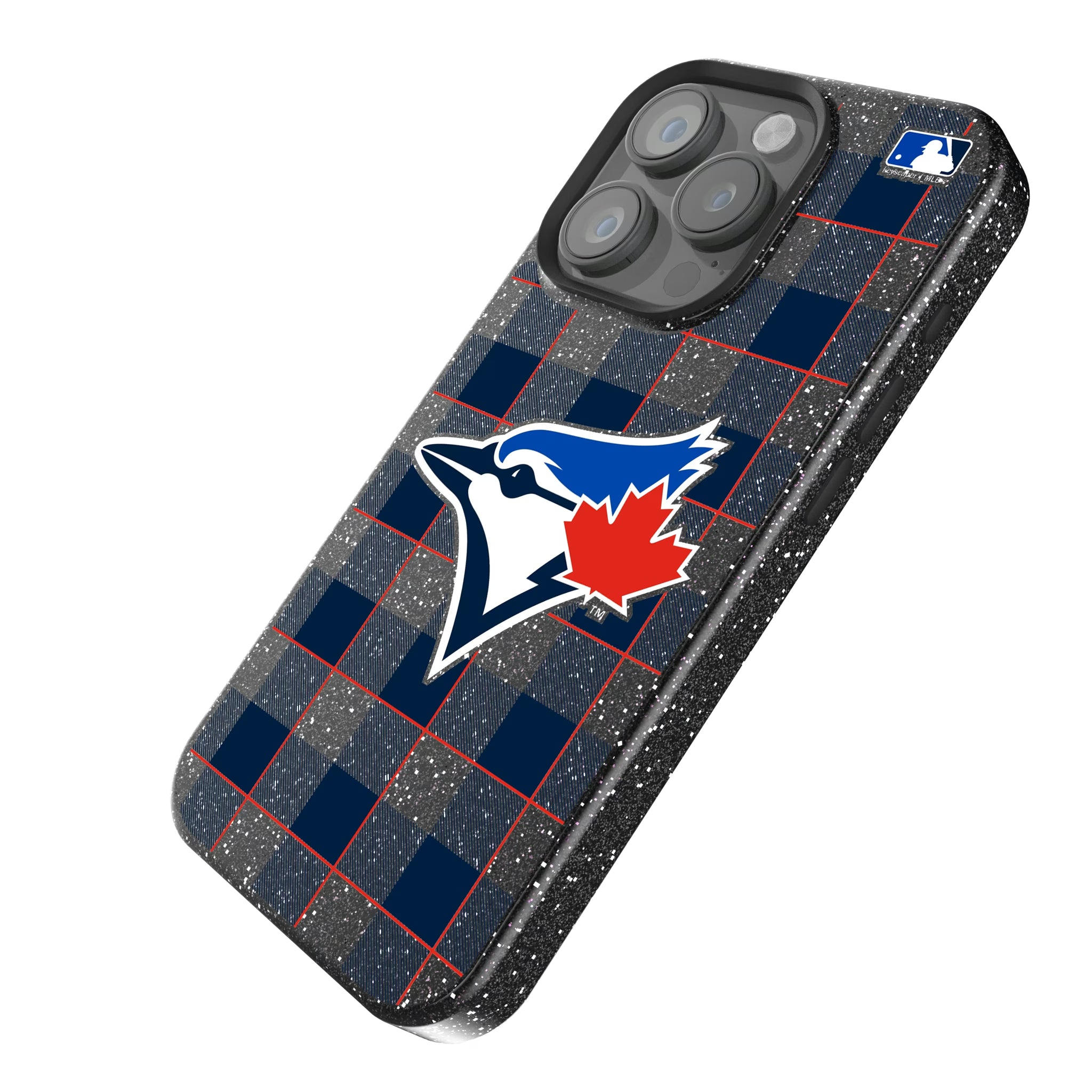Toronto Blue Jays Plaid iPhone Bling Phone Case for Apple iPhone - Isometric View