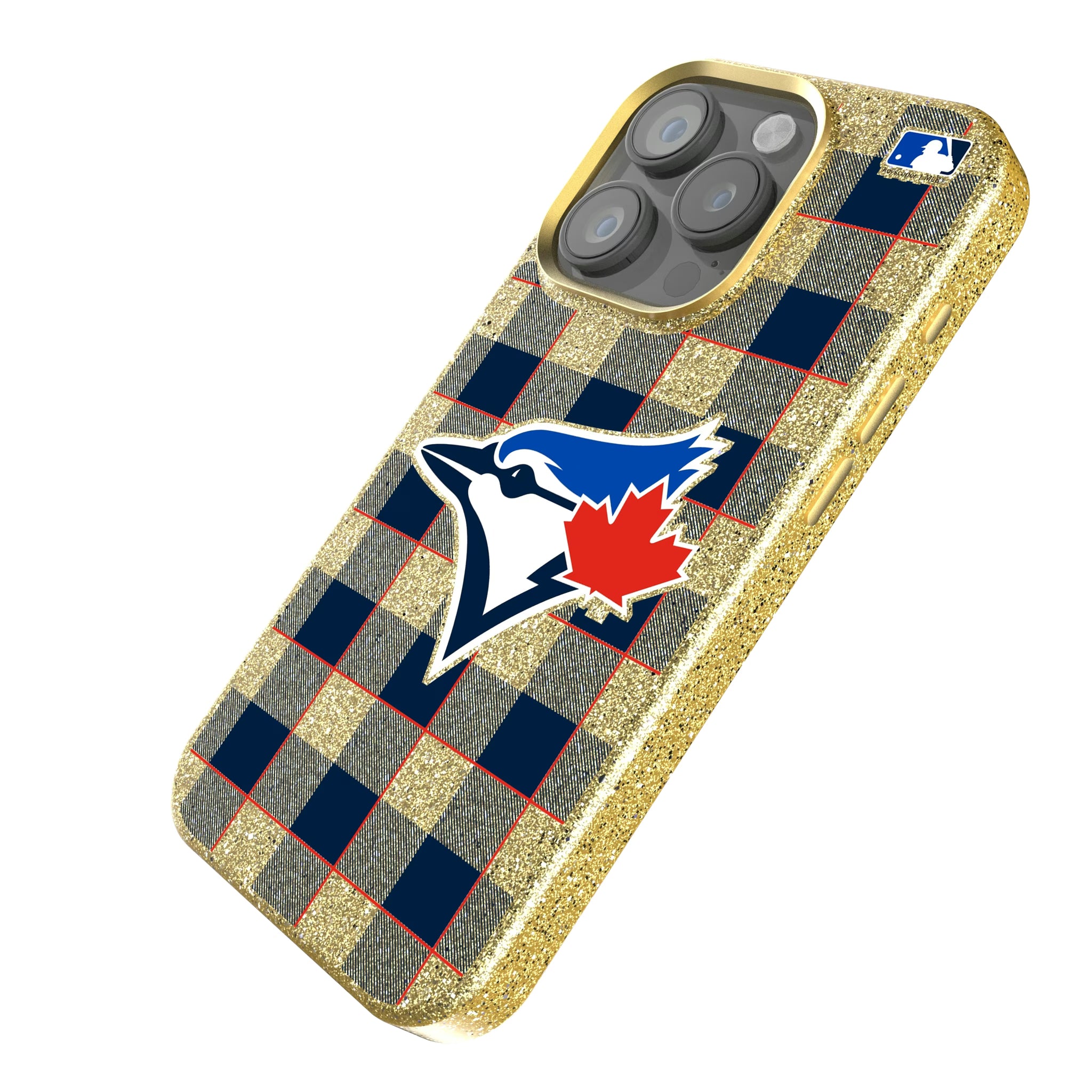 Toronto Blue Jays Plaid iPhone Bling Phone Case for Apple iPhone - Isometric View