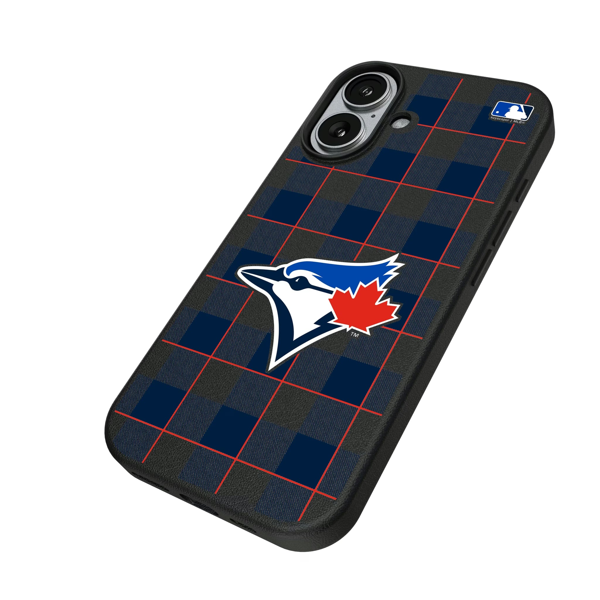 Toronto Blue Jays Plaid iPhone MagSafe Compatible Phone Case for Apple iPhone - Isometric View#Device_iPhone 17