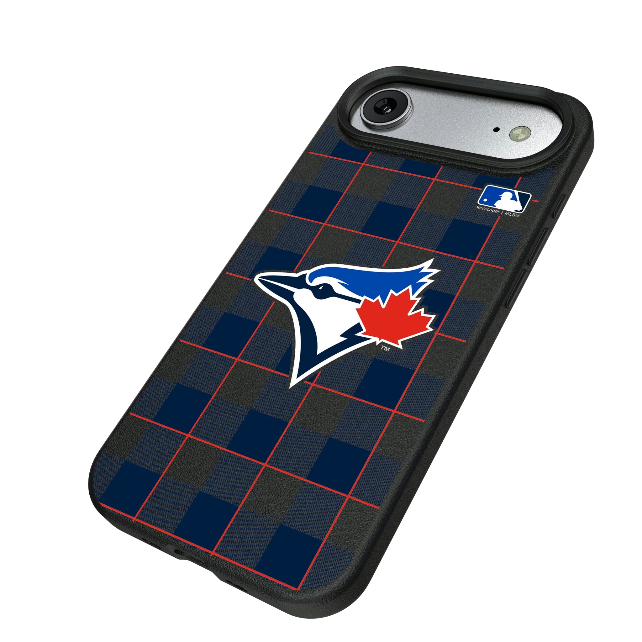 Toronto Blue Jays Plaid iPhone MagSafe Compatible Phone Case for Apple iPhone - Isometric View#Device_iPhone Air
