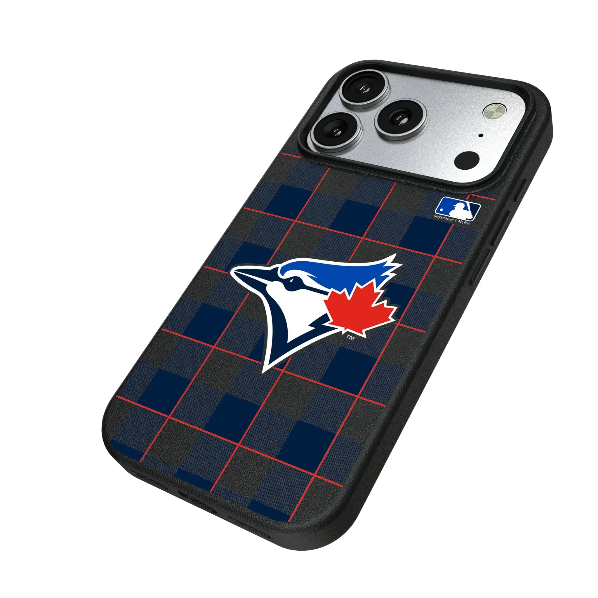 Toronto Blue Jays Plaid iPhone MagSafe Compatible Phone Case for Apple iPhone - Isometric View#Device_iPhone 17 Pro