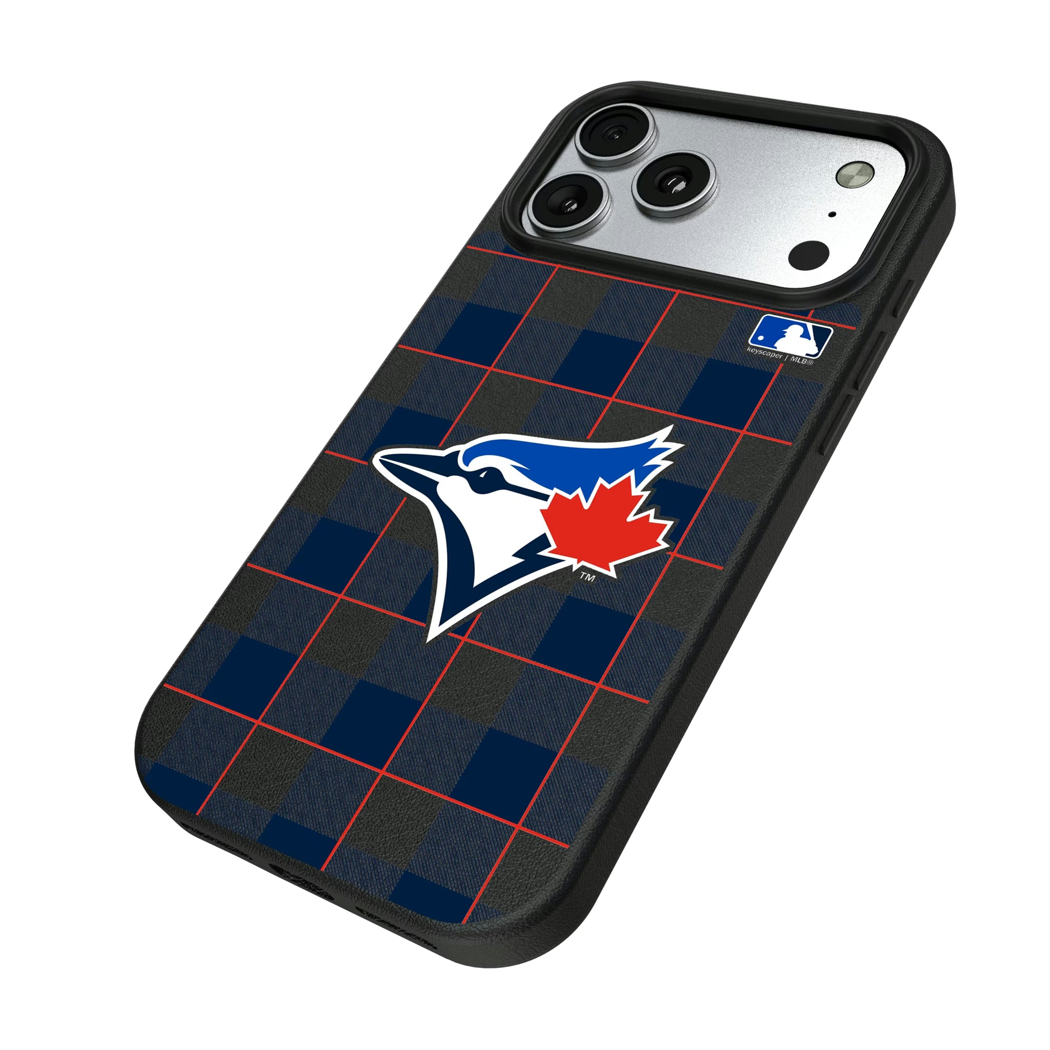 Toronto Blue Jays Plaid iPhone MagSafe Compatible Phone Case for Apple iPhone - Isometric View#Device_iPhone 17 Pro Max
