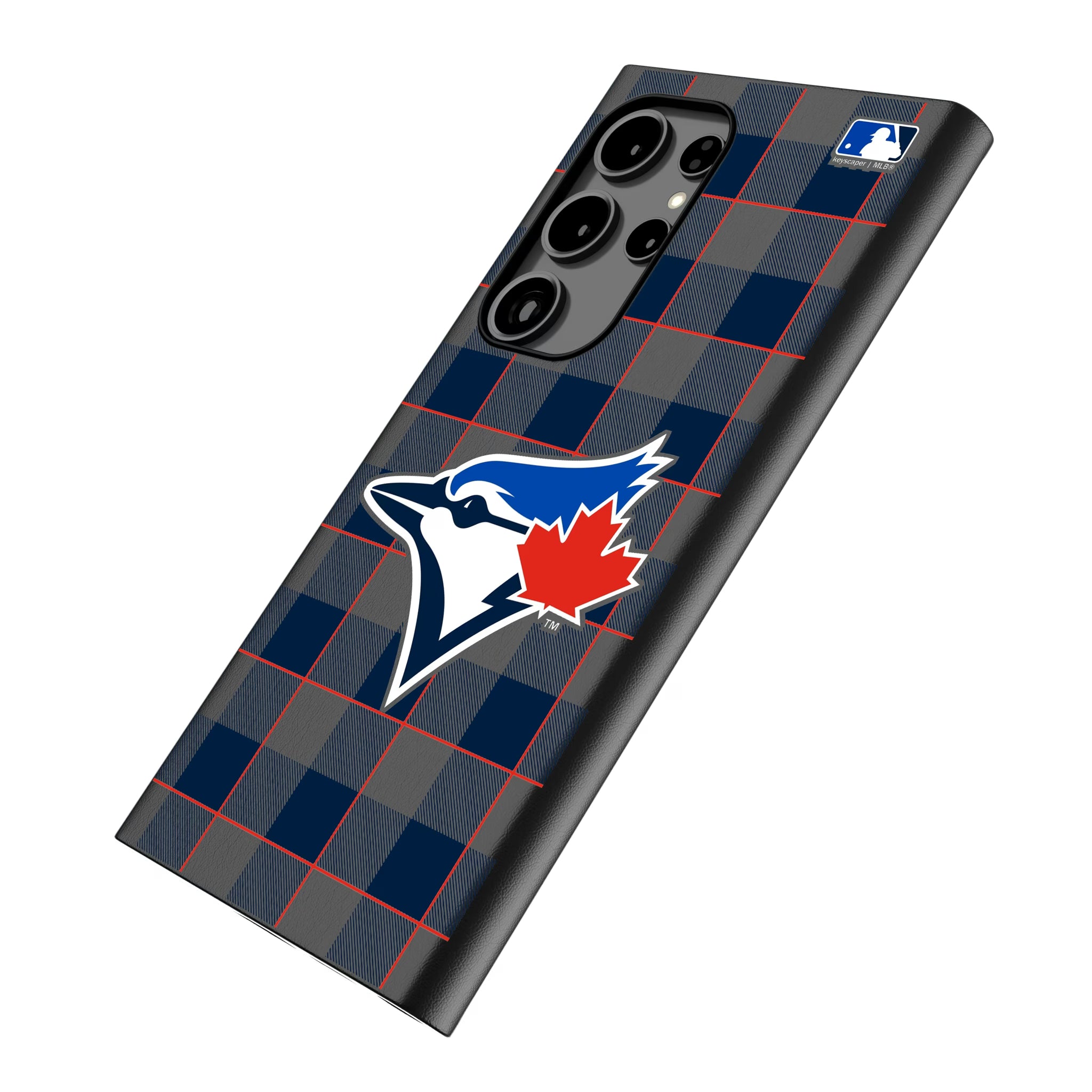 Toronto Blue Jays Plaid Galaxy MagSafe Compatible Phone Case for Samsung Galaxy - Isometric View