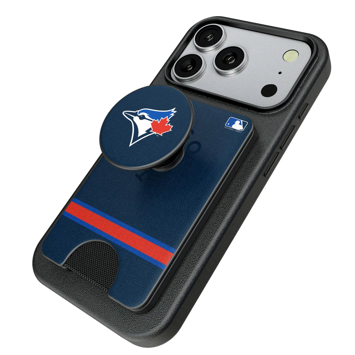 Toronto Blue Jays Stripe Popsockets Wallet Magnetic - Isometric View
