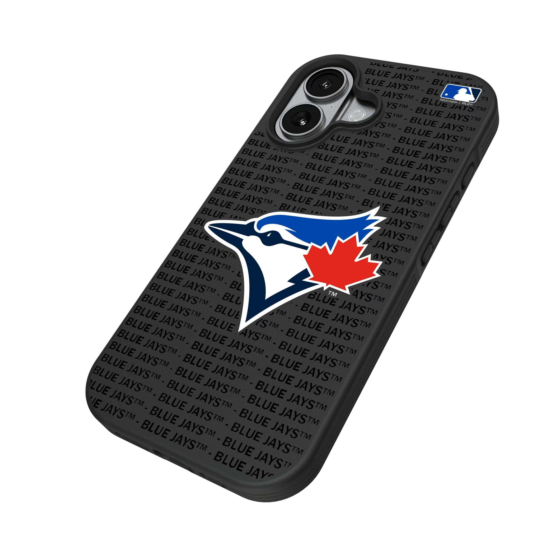 Toronto Blue Jays Text Backdrop iPhone Bump Phone Case for Apple iPhone - Isometric View#Device_iPhone 17