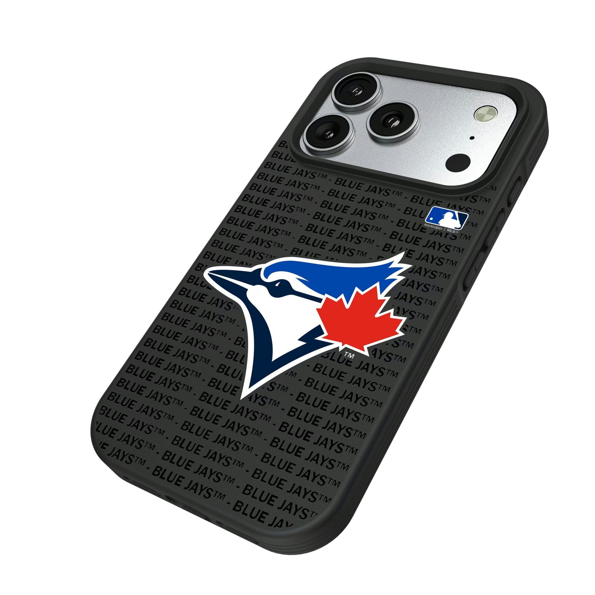 Toronto Blue Jays Text Backdrop iPhone Bump Phone Case for Apple iPhone - Isometric View#Device_iPhone 17 Pro