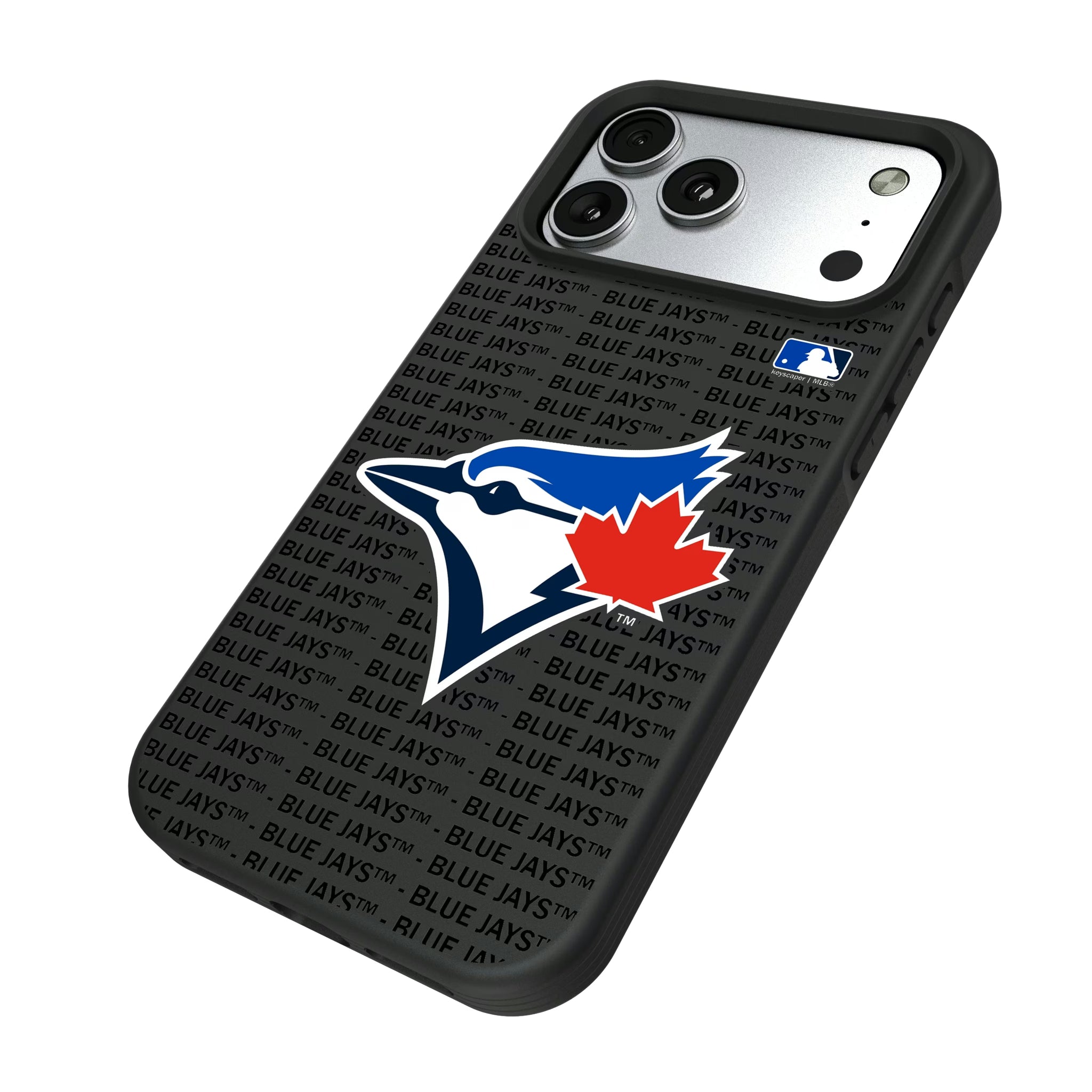 Toronto Blue Jays Text Backdrop iPhone Bump Phone Case for Apple iPhone - Isometric View#Device_iPhone 17 Pro Max