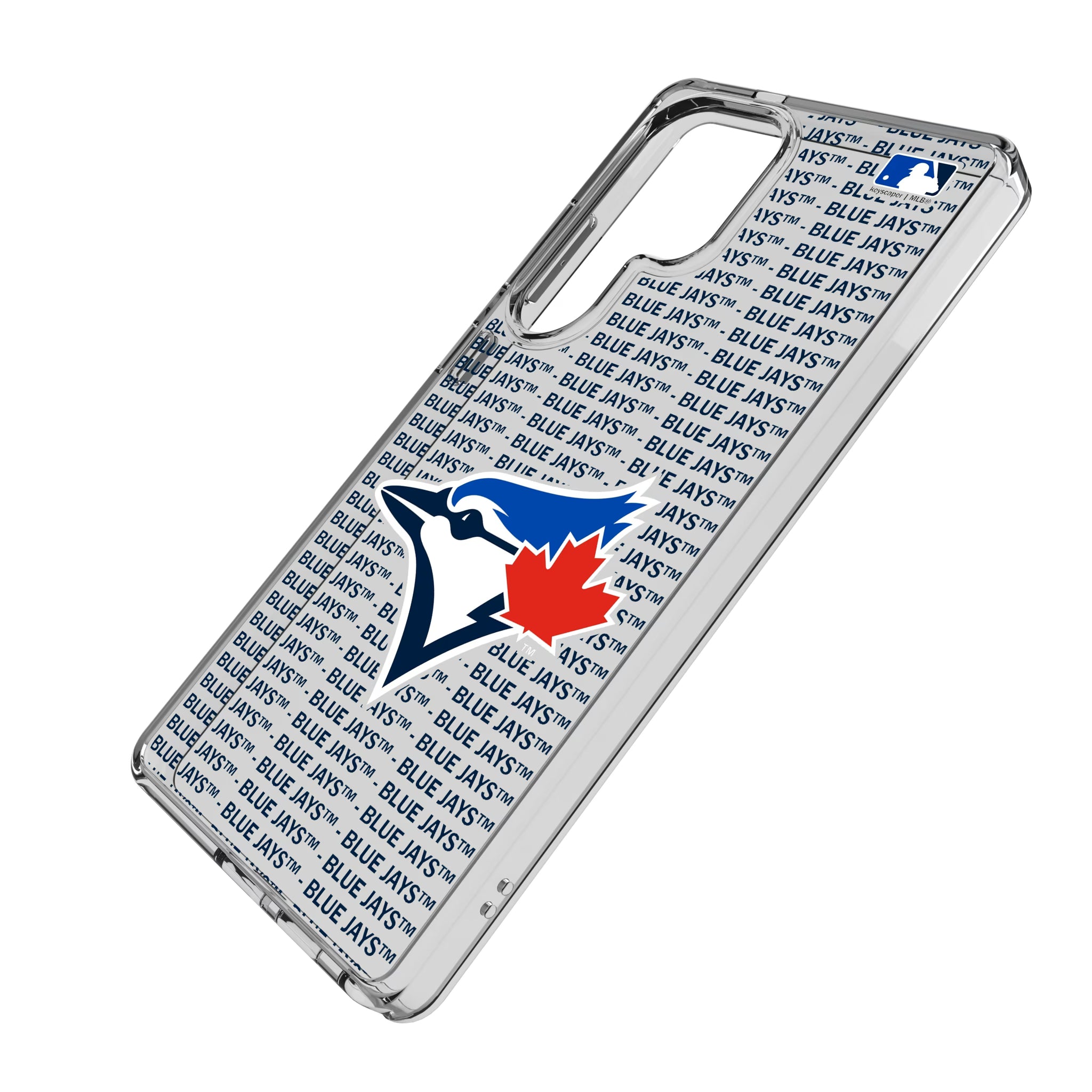 Toronto Blue Jays Text Backdrop Galaxy Clear Phone Case for Samsung Galaxy - Isometric View