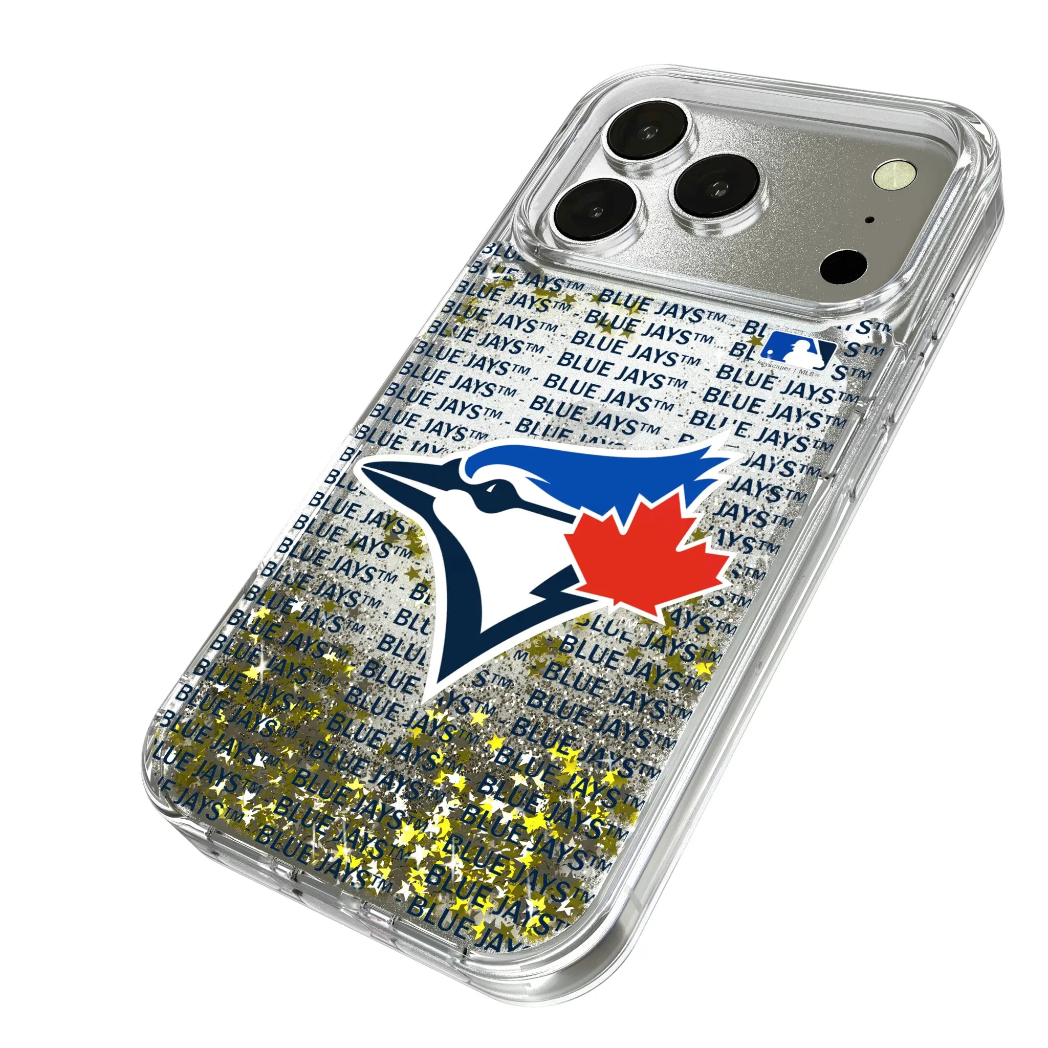 Toronto Blue Jays Text Backdrop iPhone Glitter Phone Case for Apple iPhone - Isometric View
