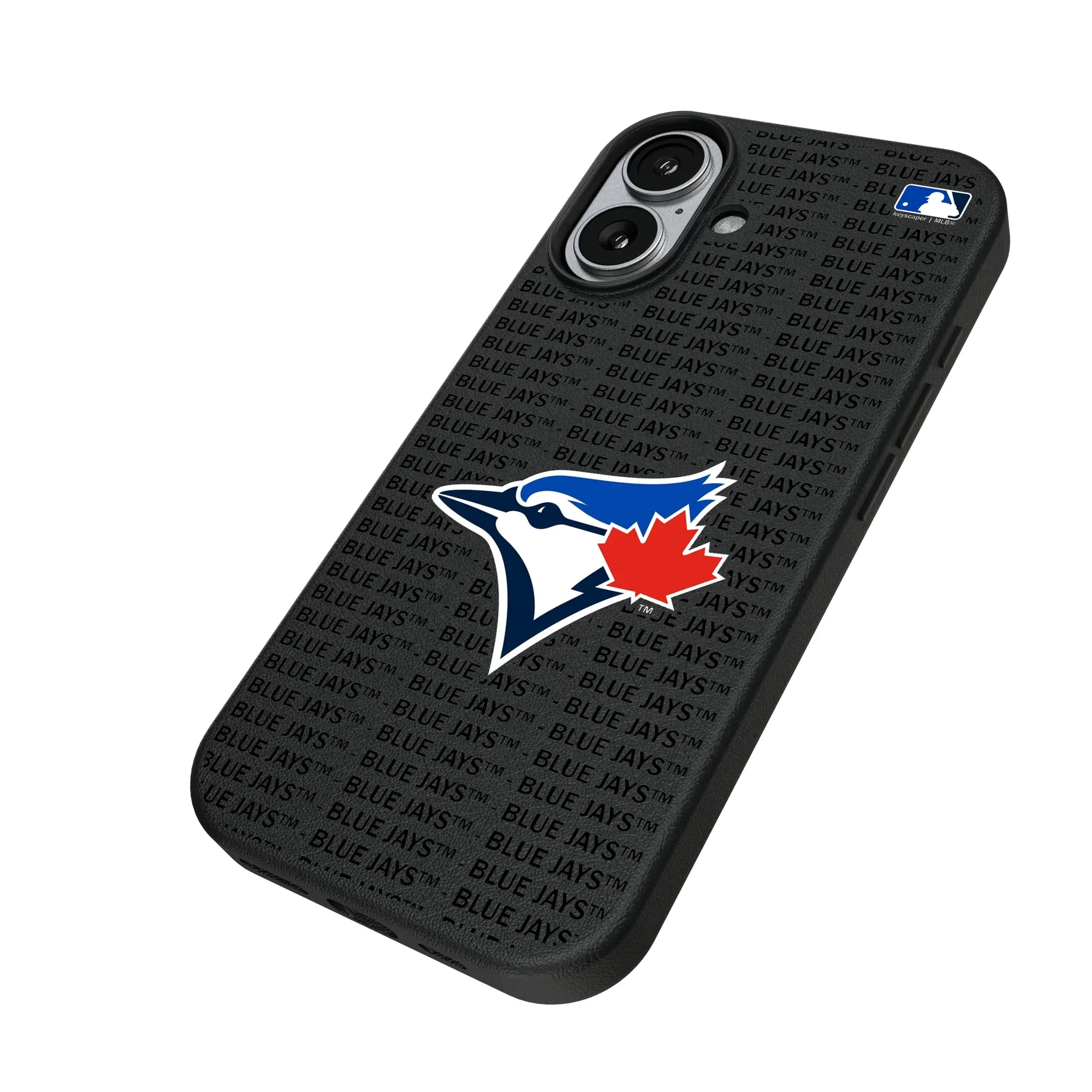 Toronto Blue Jays Text Backdrop iPhone MagSafe Compatible Phone Case for Apple iPhone - Isometric View#Device_iPhone 17
