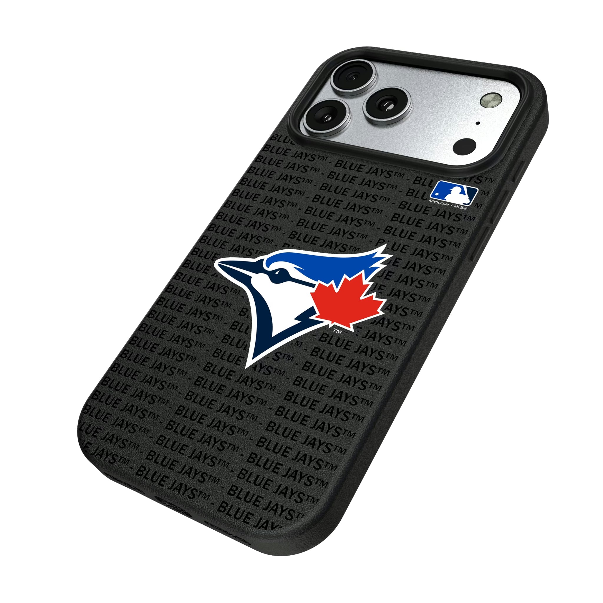 Toronto Blue Jays Text Backdrop iPhone MagSafe Compatible Phone Case for Apple iPhone - Isometric View#Device_iPhone 17 Pro Max