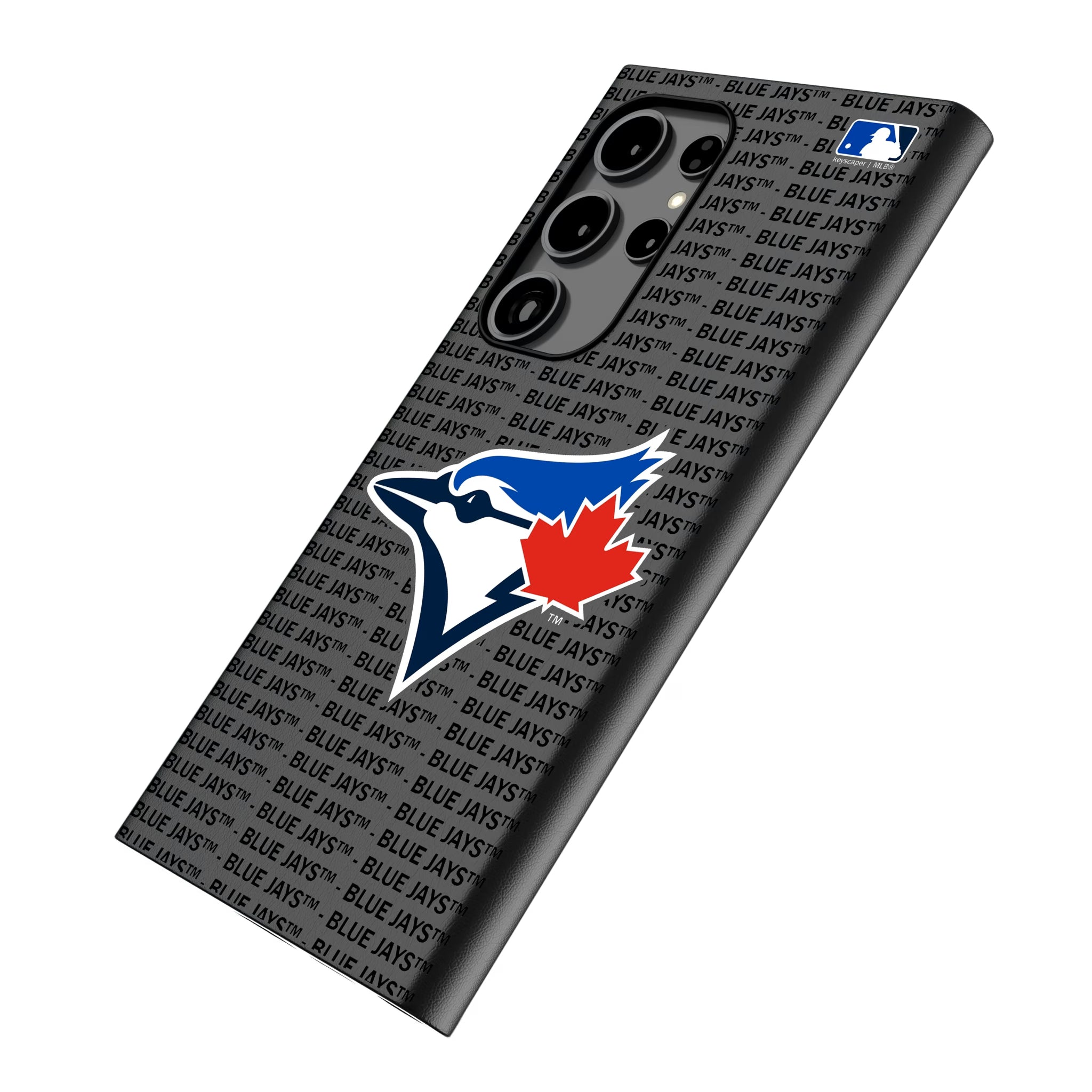Toronto Blue Jays Text Backdrop Galaxy MagSafe Compatible Phone Case for Samsung Galaxy - Isometric View