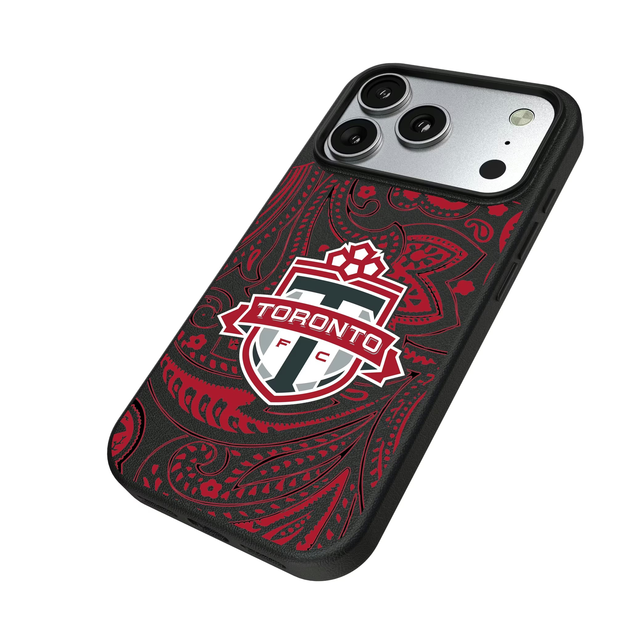 Toronto FC Paisley iPhone MagSafe Compatible Phone Case for Apple iPhone - Isometric View#Device_iPhone 17 Pro
