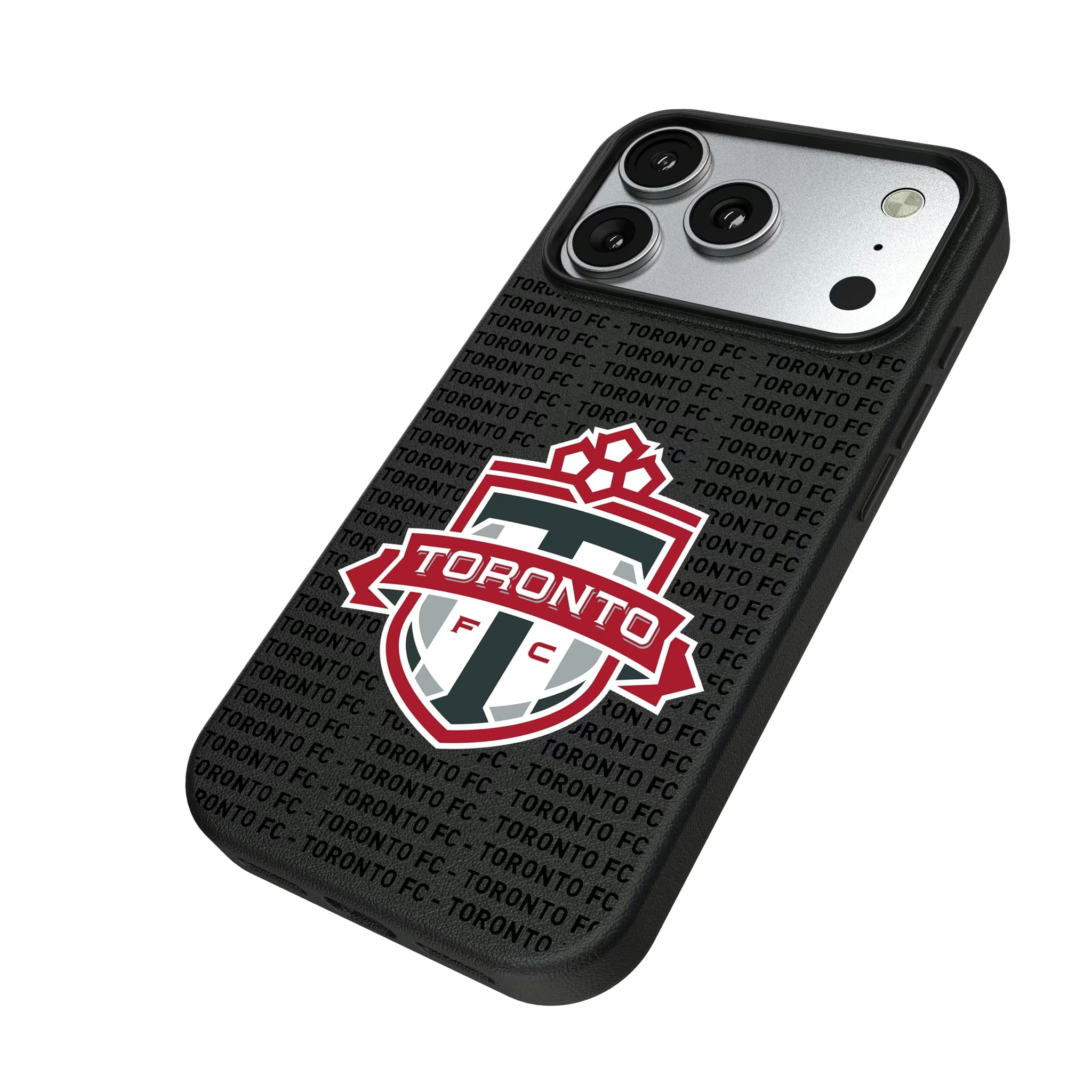 Toronto FC Text Backdrop iPhone MagSafe Compatible Phone Case for Apple iPhone - Isometric View#Device_iPhone 17 Pro