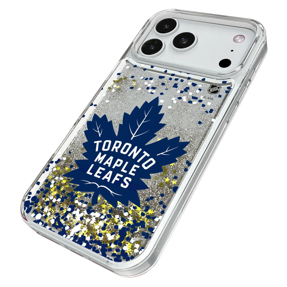 Toronto Maple Leafs Confetti iPhone Glitter Phone Case for Apple iPhone - Isometric View#Device_iPhone 18 Pro Max