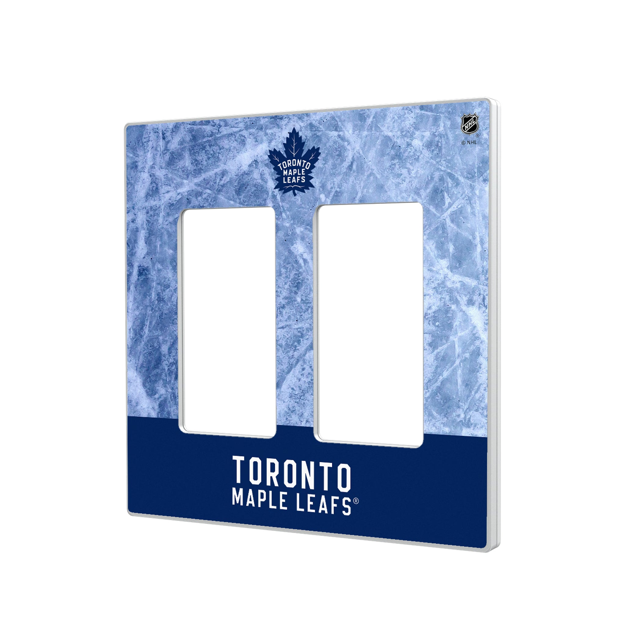 Toronto Maple Leafs Ice Wordmark Hidden-Screw Light Switch Plate#Style_Double Rocker